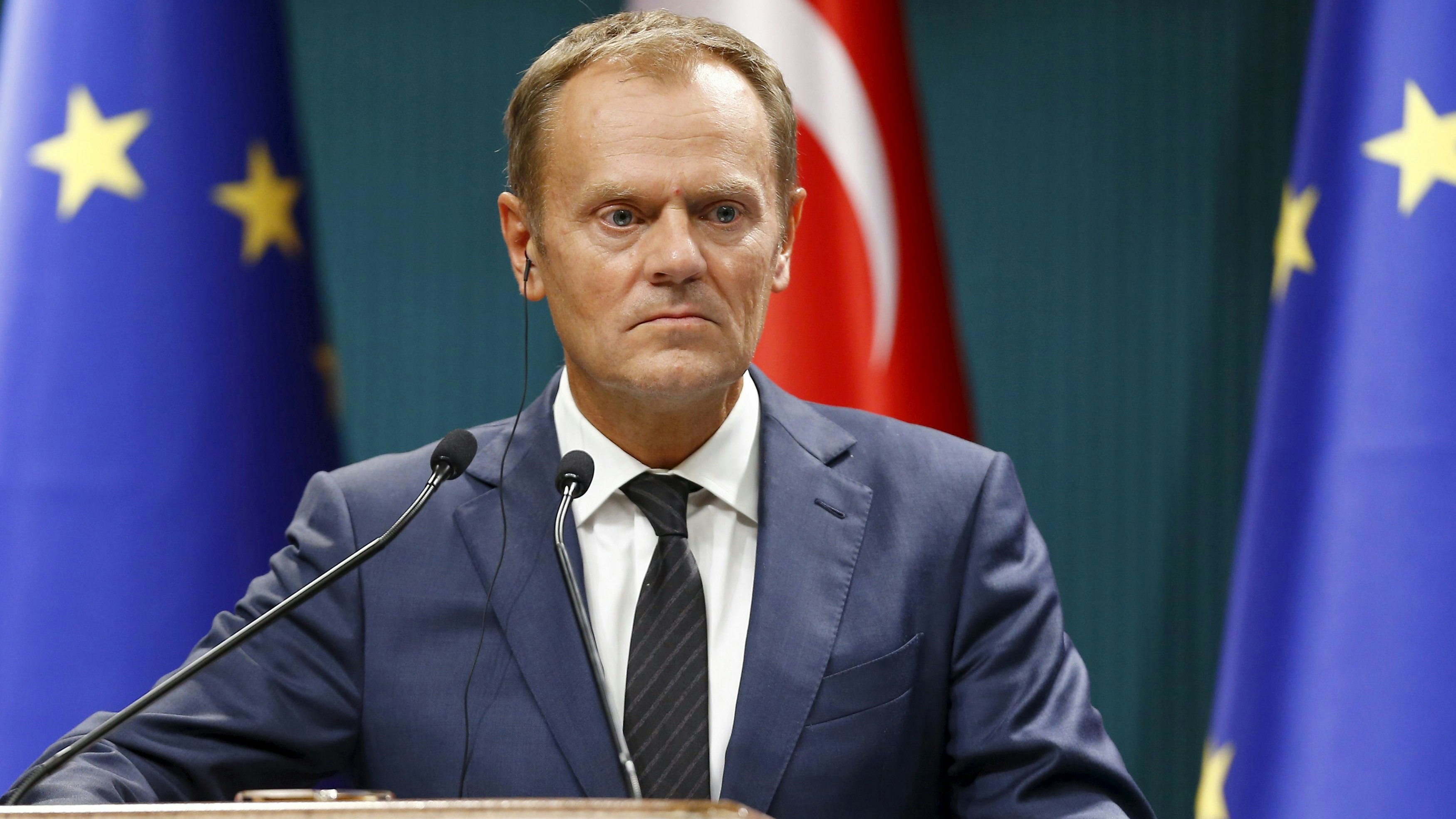 European Council President Donald Tusk speaks during a news conference in Ankara, Turkey, September 9, 2015. REUTERS/Umit Bektas