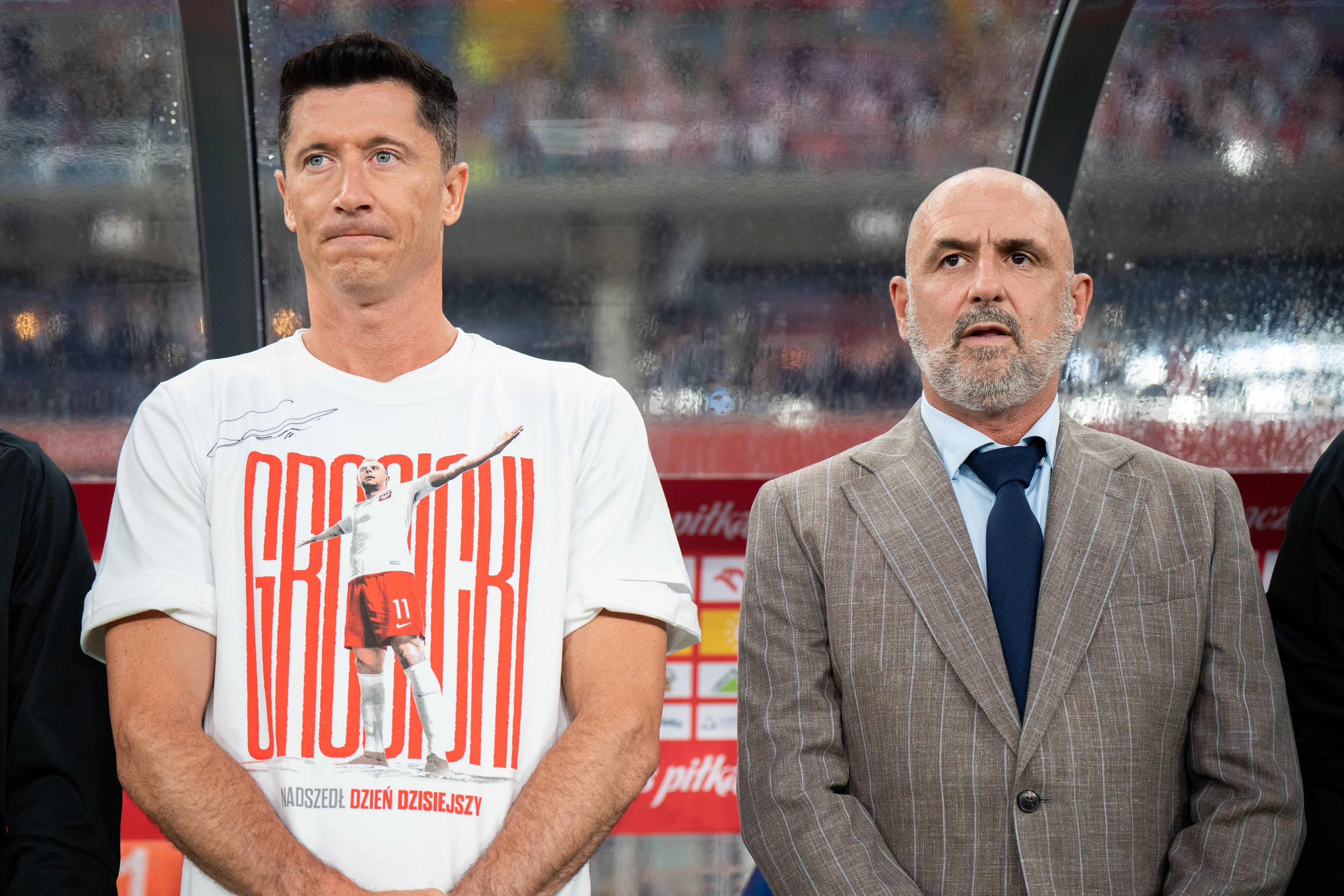 Robert Lewandowski und Trainer Michal Probierz. 