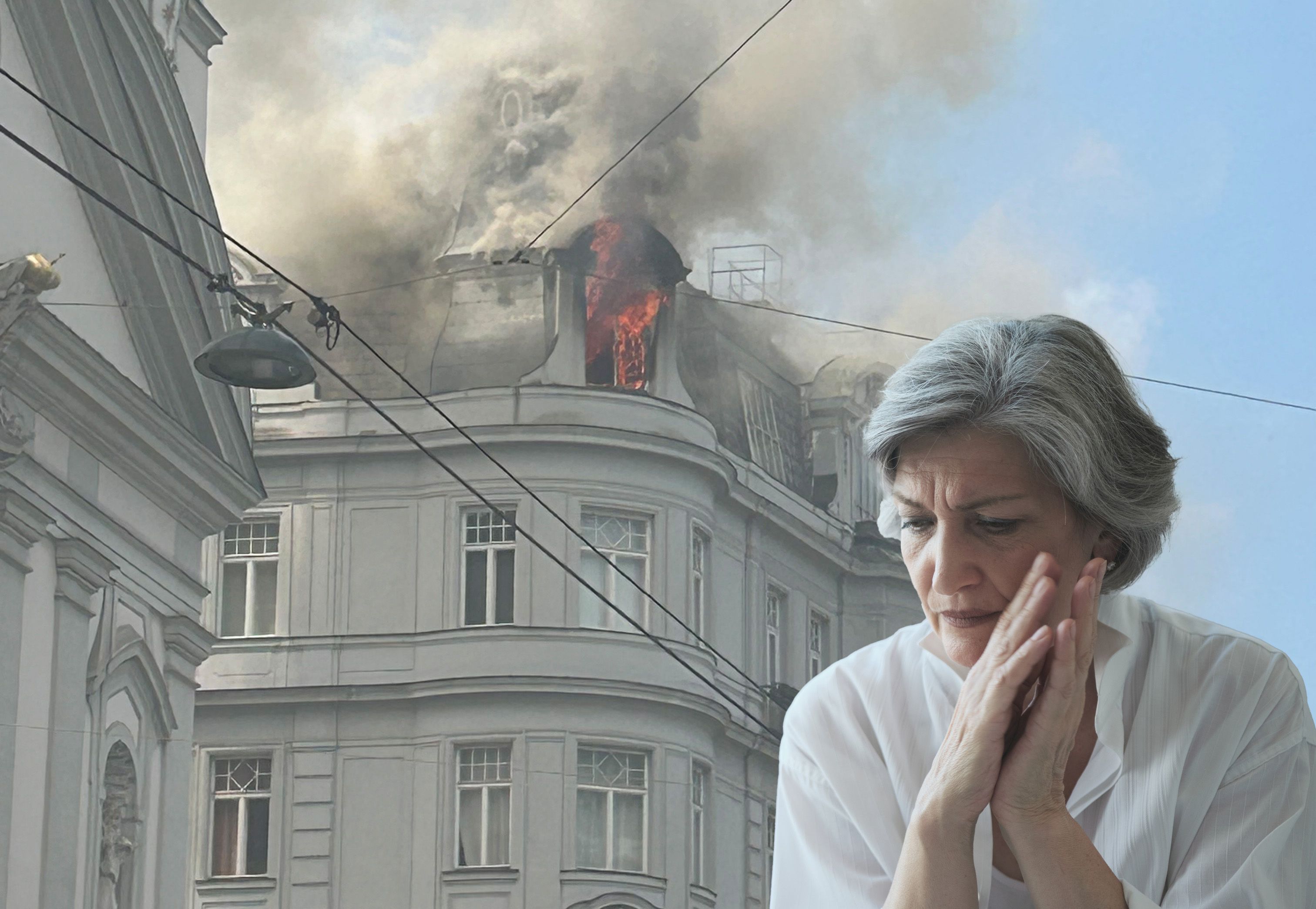 Dachstuhlbrand am Rochusmarkt: Das Wohnhaus steht in Flammen, Anrainer mussten evakuiert werden.