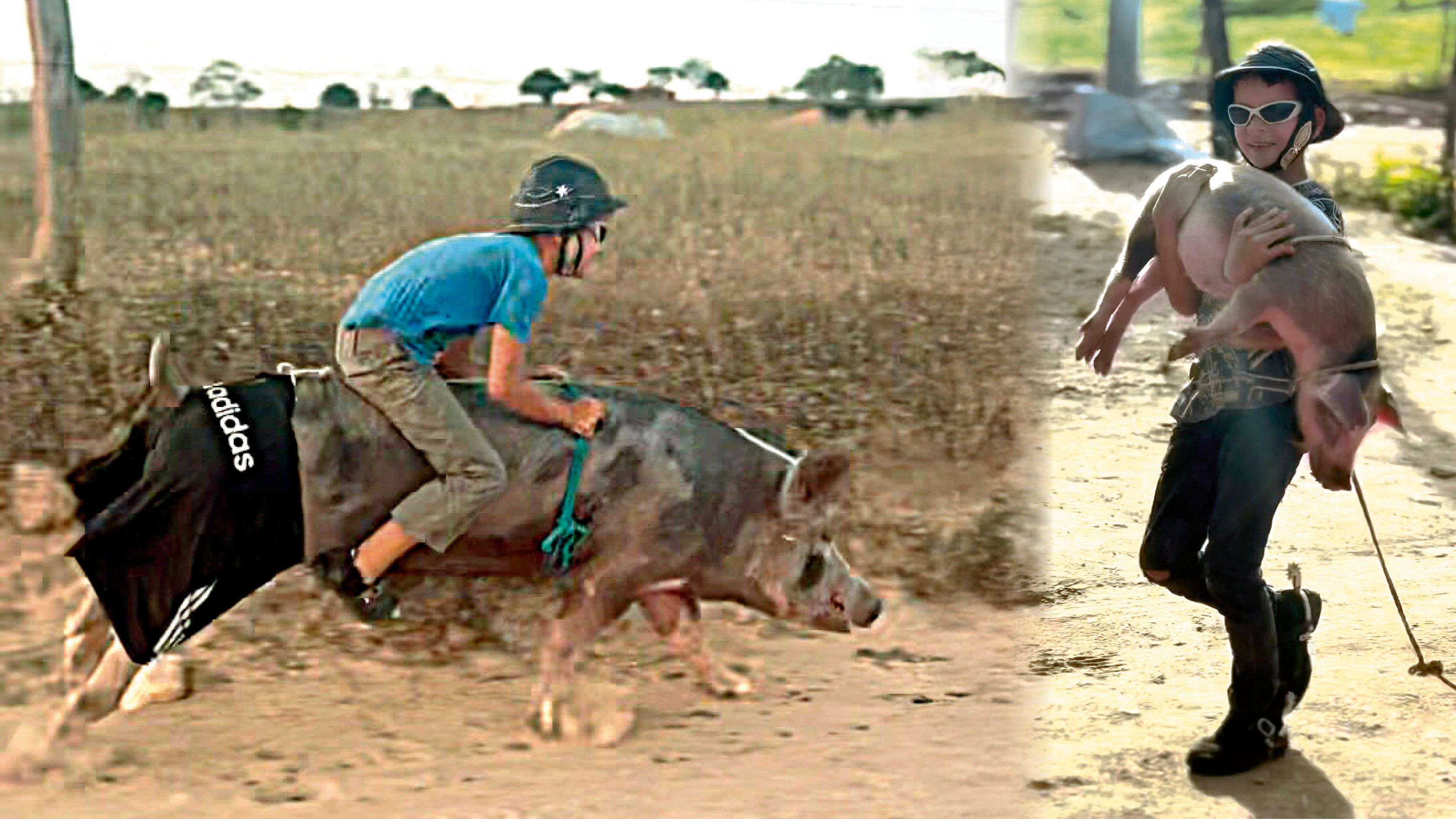 Gutinho (9) auf seinem Schwein 