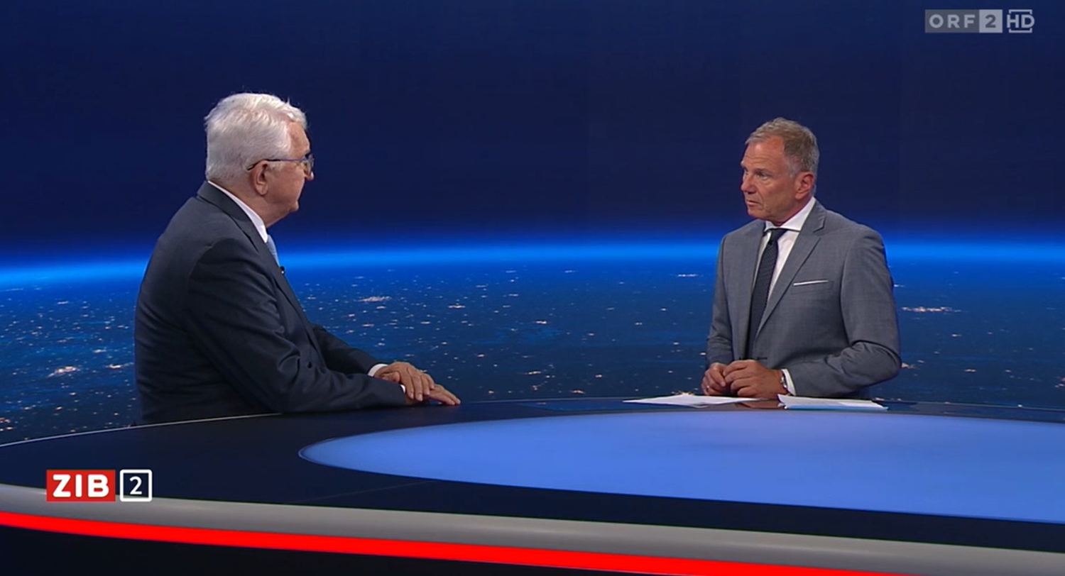 Nationalbank-Gouverneur Robert Holzmann im Gespräch mit ORF-Moderator Armin Wolf.