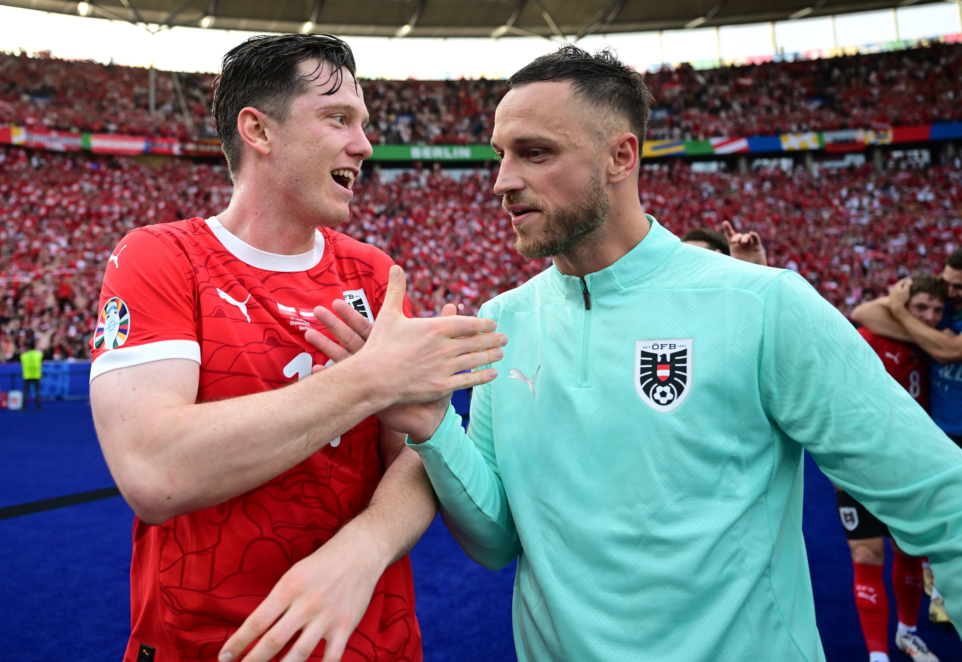 Michael Gregoritsch mit Marko Arnautovic