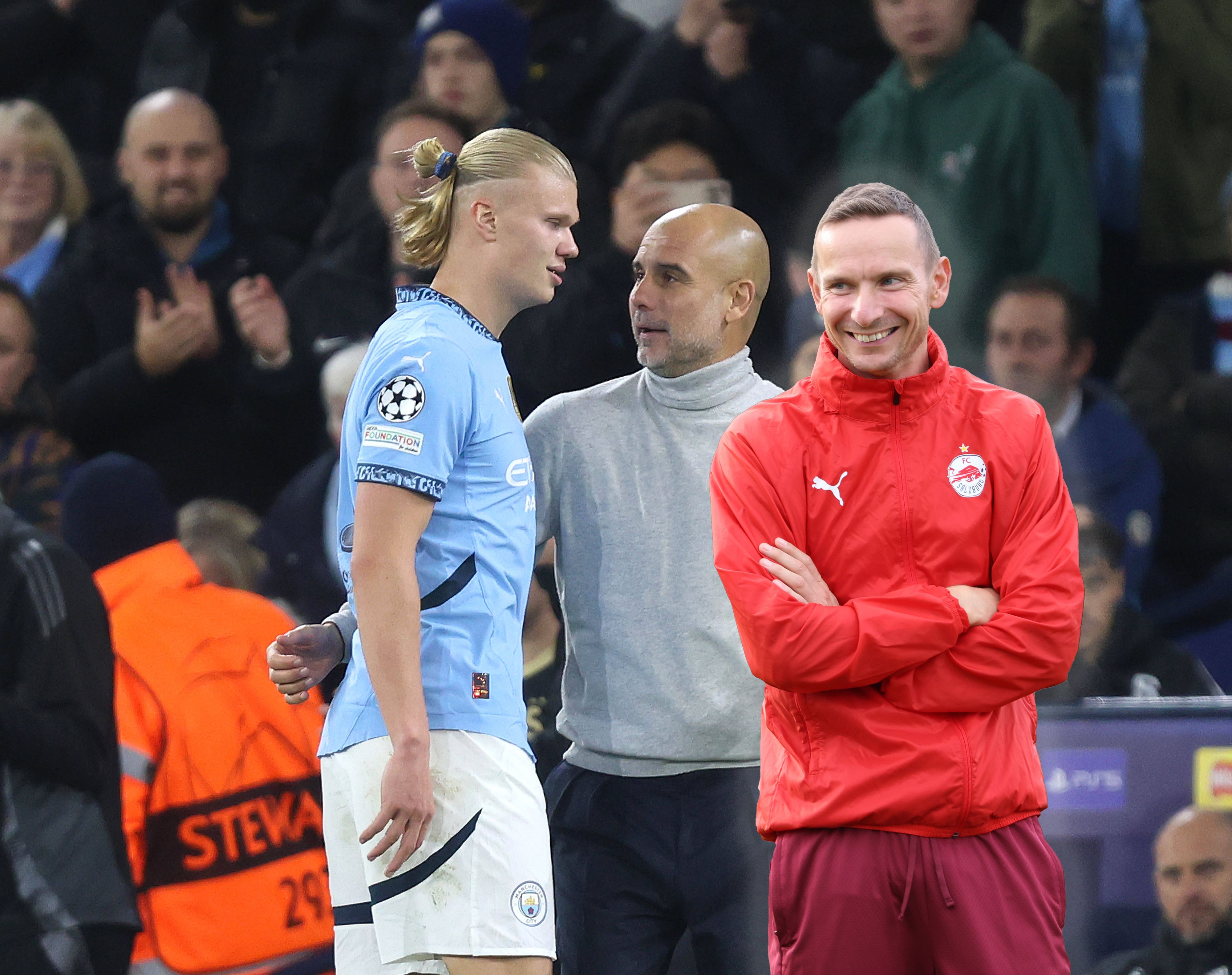 Pep Lijnders (r.) arbeitet ab sofort mit Pep Guardiola und Erling Haaland.