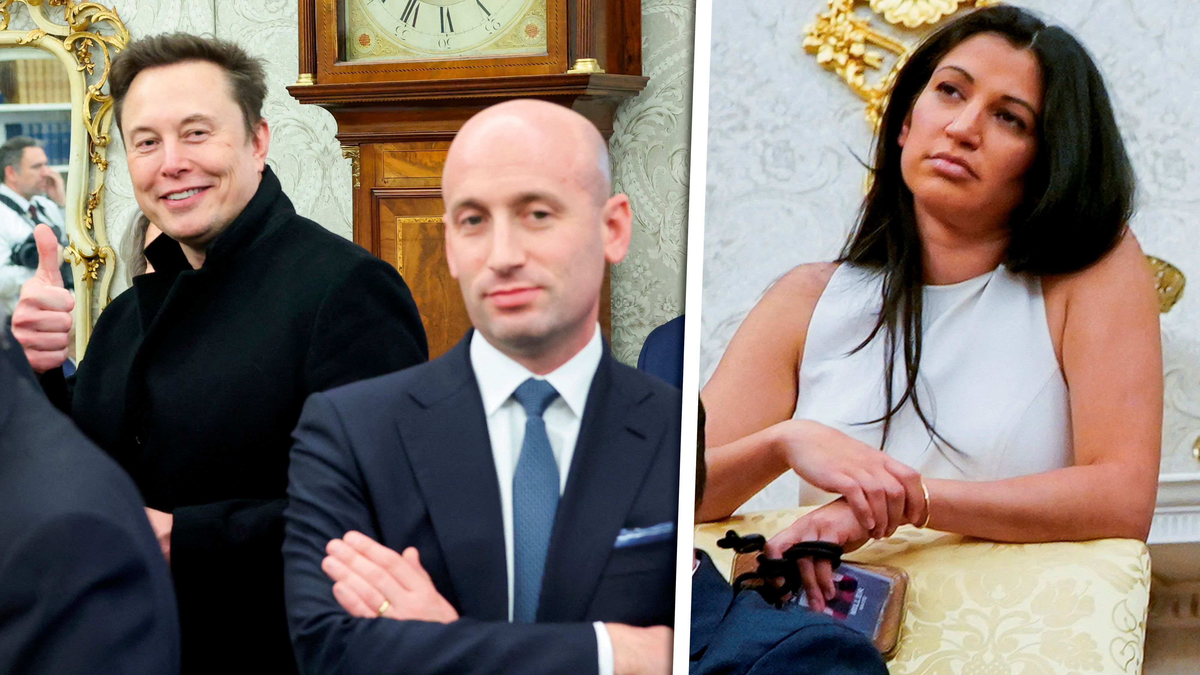 Elon Musk, Stephen Miller, Katie Miller (v.l.n.r.)