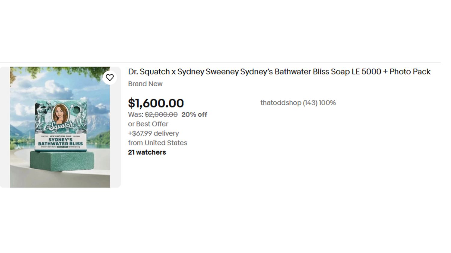 Aktuell ist das das teuerste Angebot auf eBay (Stand: 11.06.): 1.600 Dollar (umgerechnet 1.400 Euro) für die Seife.