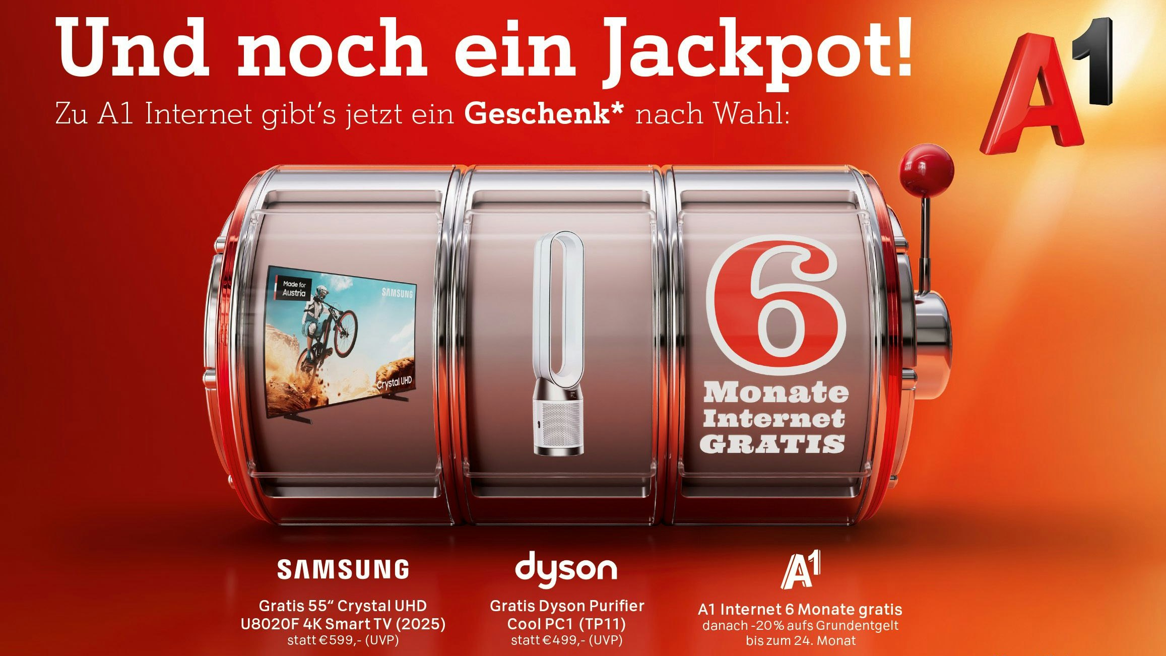 Jetzt bei A1: Dyson Purifier Cool, Apple iPad WIFI und weitere Geschenke bei Neuabschluss eines Internet-Tarifs.