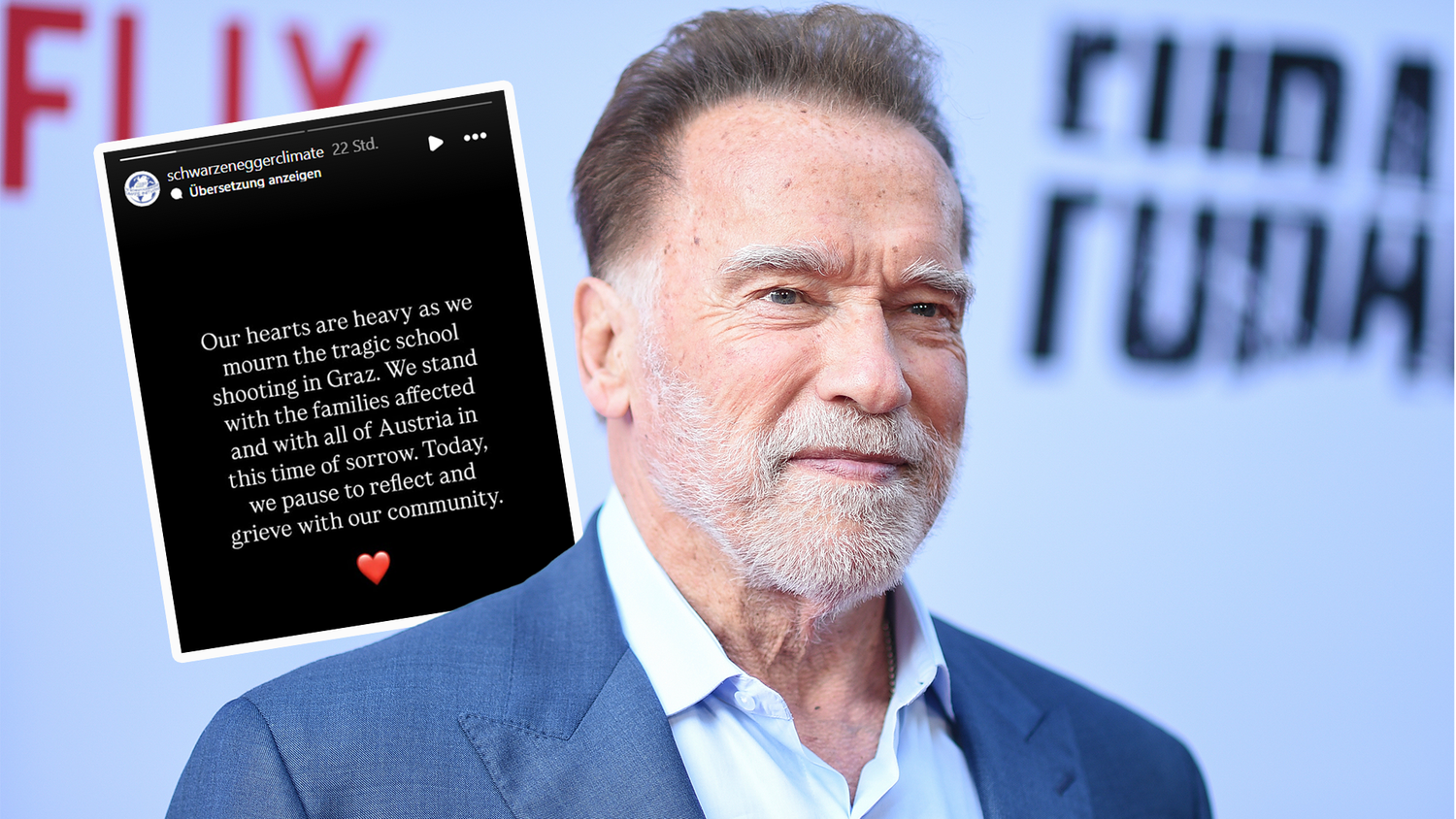 Die Klimaorganisation von Arnold Schwarzenegger sprach ihre Anteilnahme für Graz aus.
