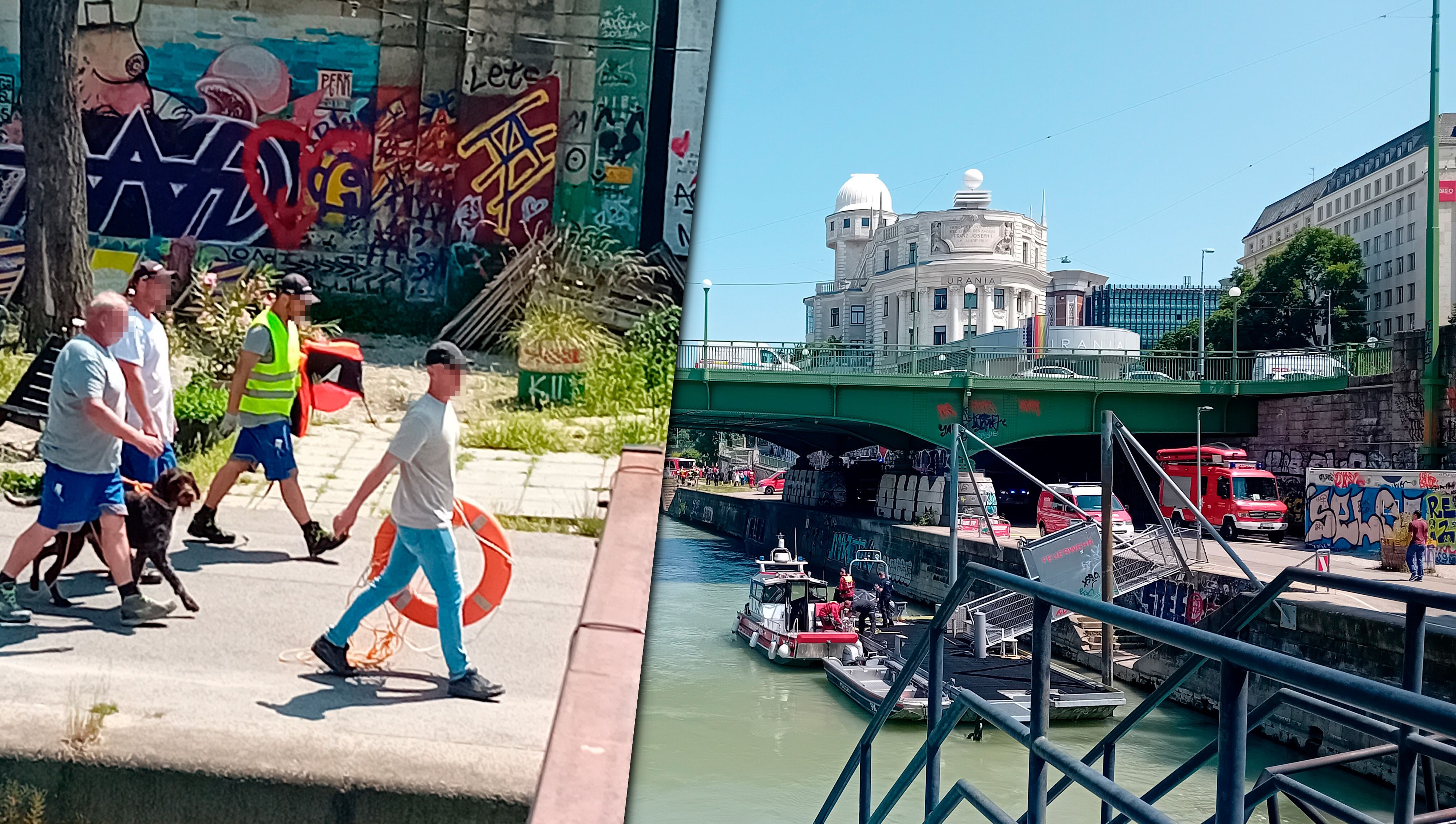 Die Helden vom Donaukanal: Sie haben den Vierbeiner gerettet.