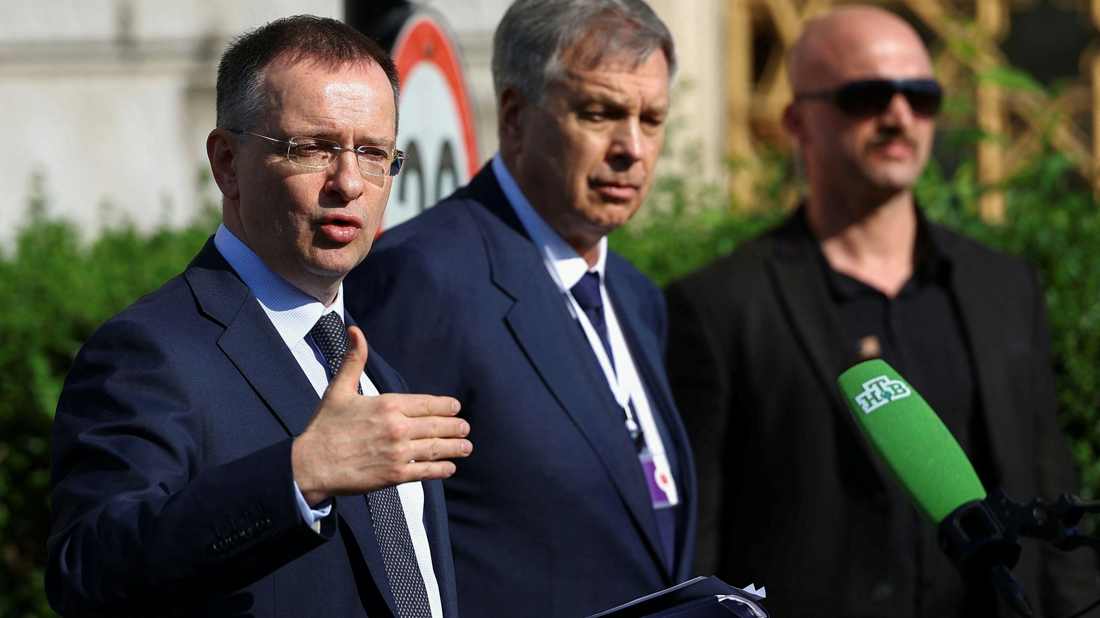 Russian delegation head and presidential adviser, Vladimir Medinsky speaks to the press, after a meeting at Ciragan Palace on the day of the second round of peace talks between Russia and Ukraine, in Istanbul, Turkey, June 2, 2025. REUTERS/Murad Sezer