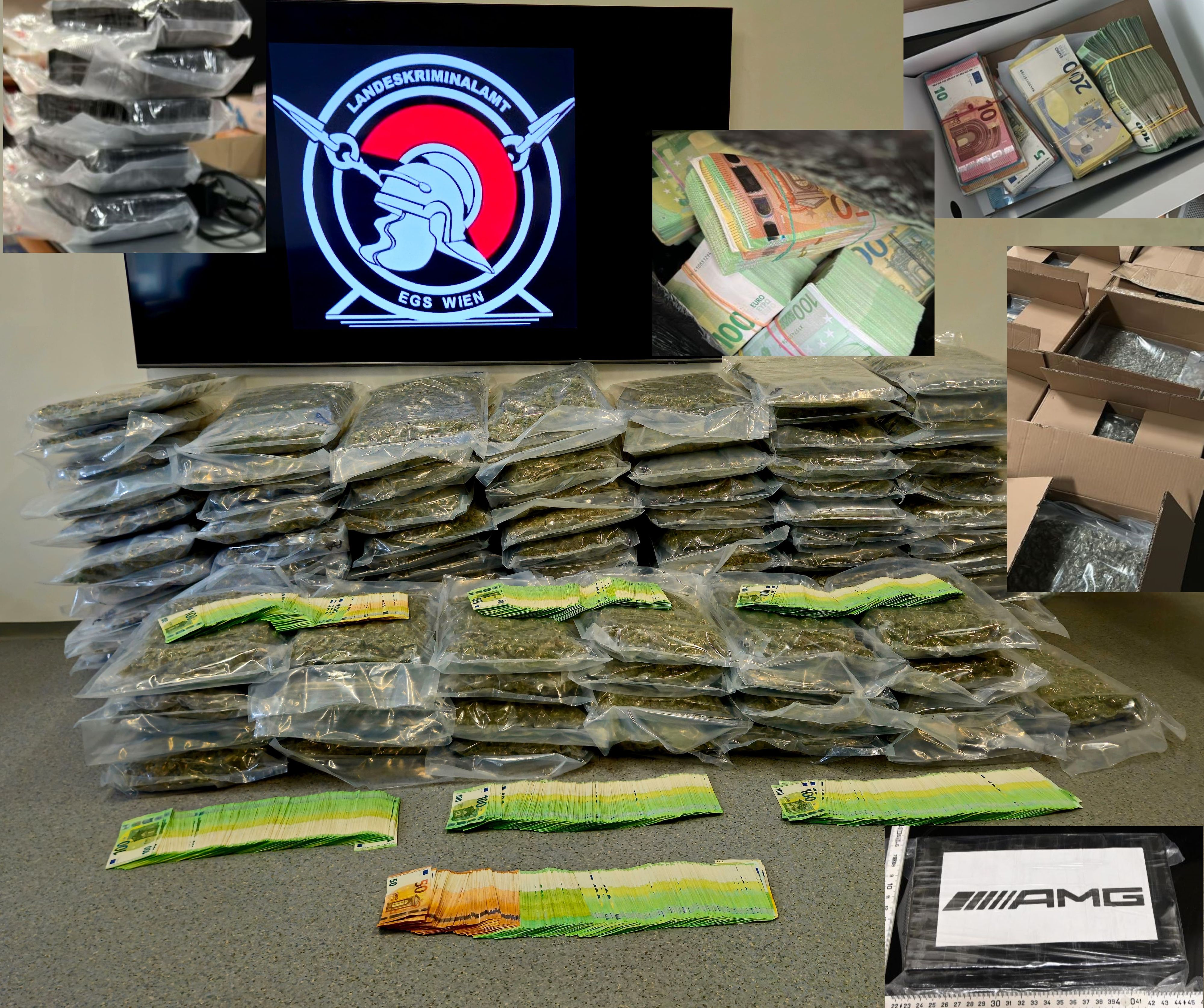 Große Mengen Suchtmittel und Drogen wurden sichergestellt.