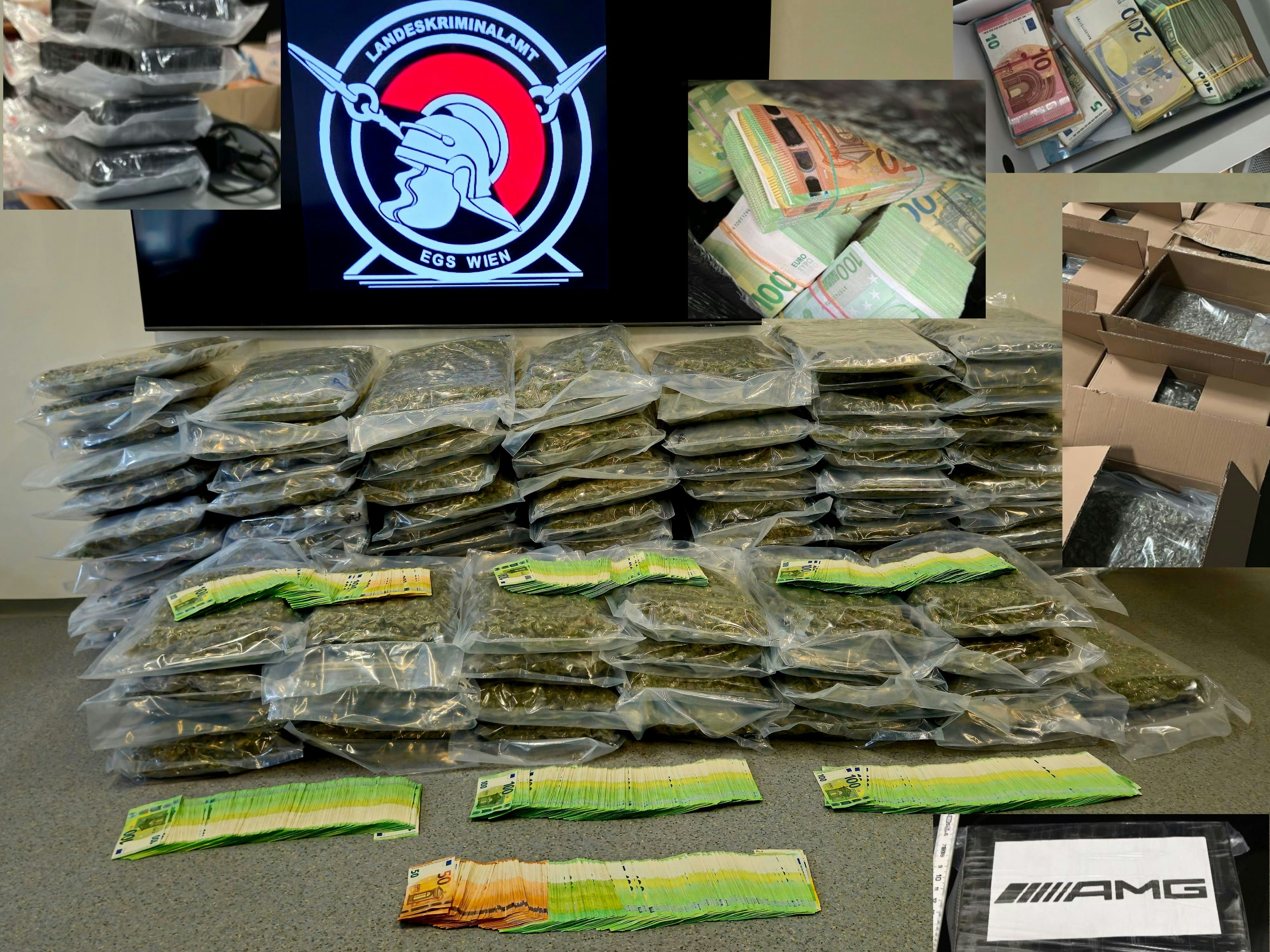 Große Mengen Suchtmittel und Bargeld wurden sichergestellt.