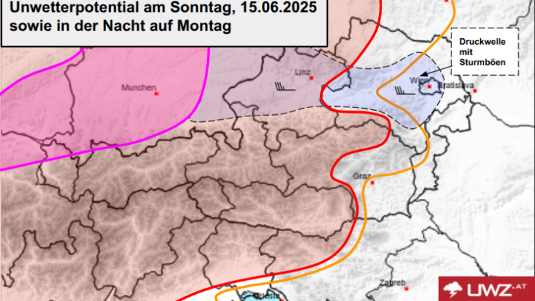 Unwetterpotenzial am 15.06.2025