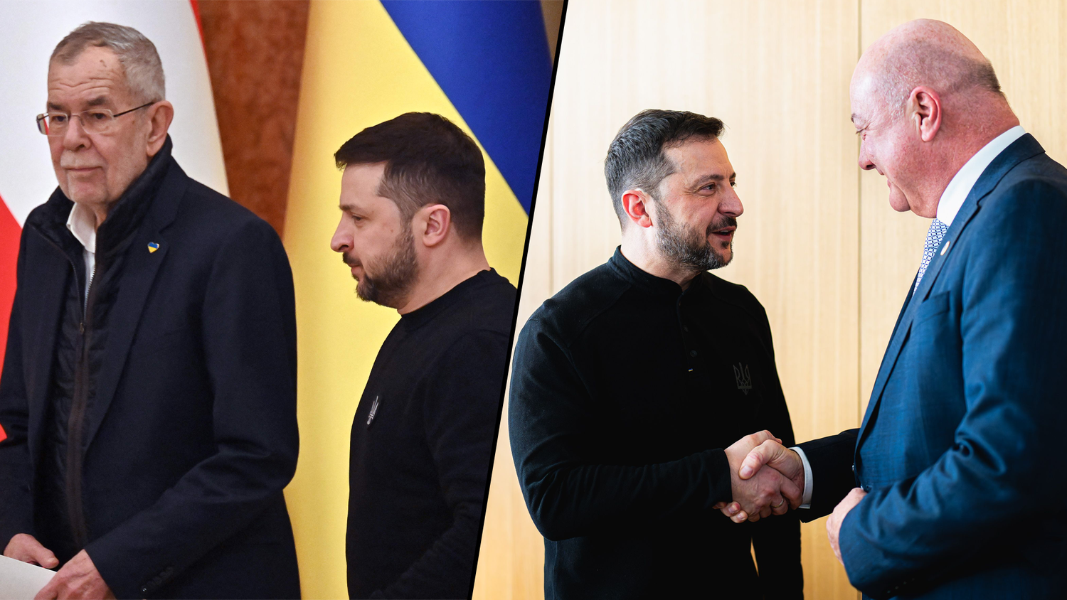 Erst hält Wolodymyr Selenskyj ein Pressegespräch mit Bundespräsident Van der Bellen, danach gibt es ein Arbeitsgespräch mit dem Bundeskanzler.