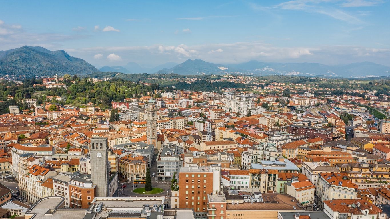 Aerial view of Varese, the city in northern Italy