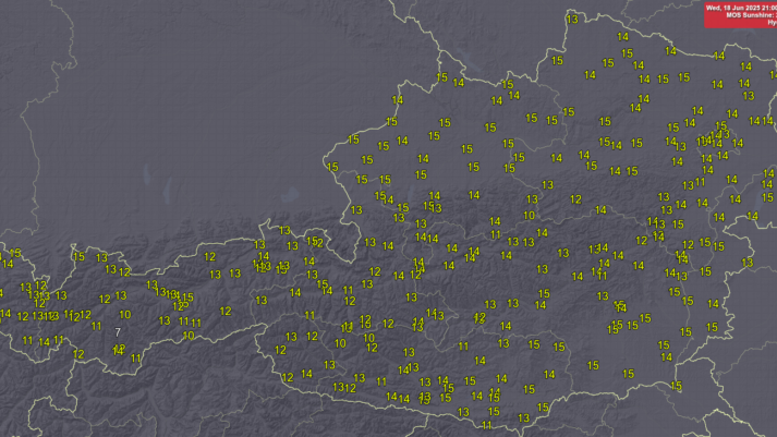 Prognose der Sonnenstunden für Mittwoch