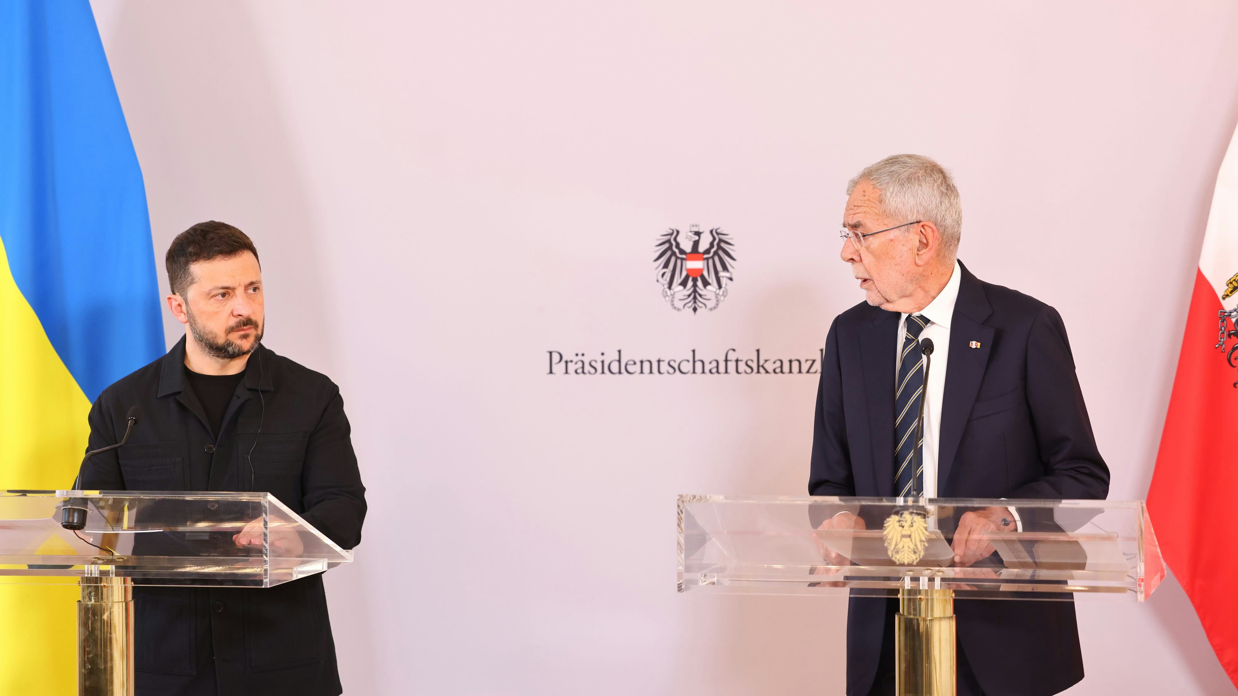 Der ukrainische Präsident Wolodymyr Selenskyj und Österreichs Bundespräsident Alexander Van der Bellen.