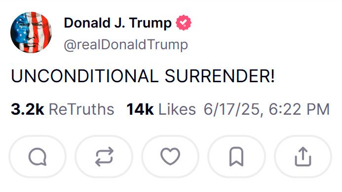 Trump fordert die "bedingungslose Kapitulation" des Irans.