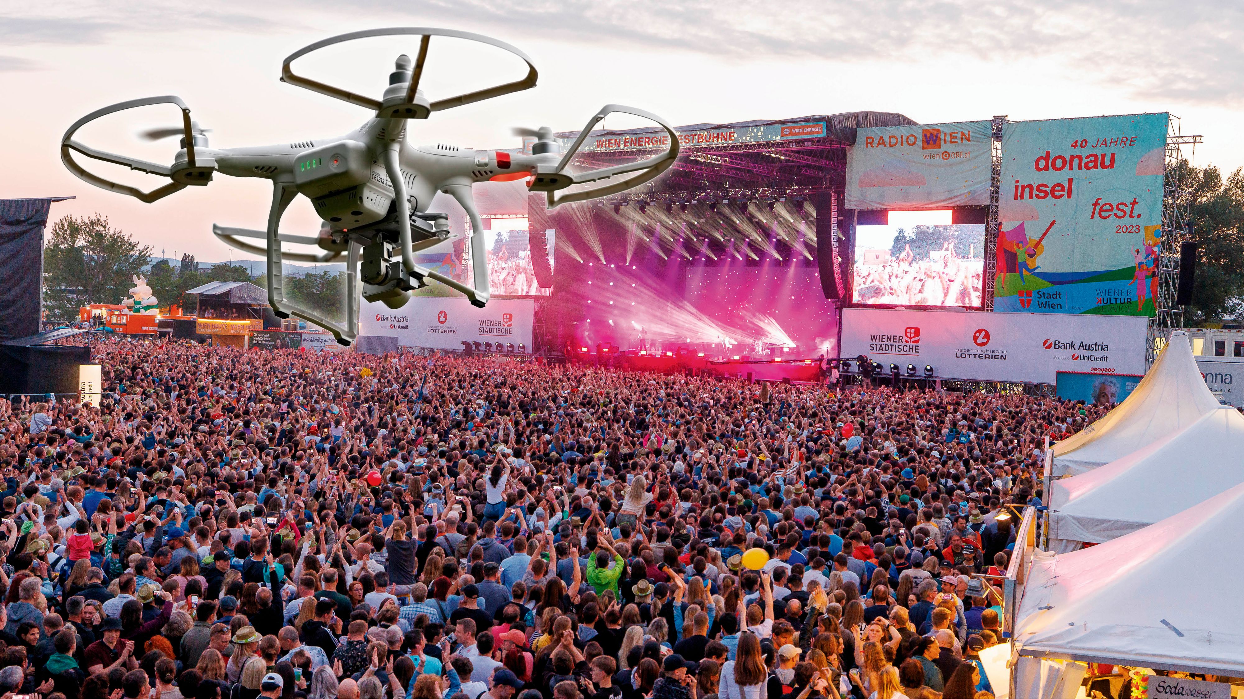 Drei Drohnenteams der Polizei sind beim Donauinselfest im Einsatz.