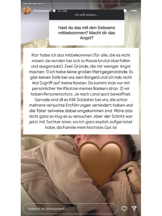 Fitness-Influencer offenbart, dass er Personenschutz hat. 