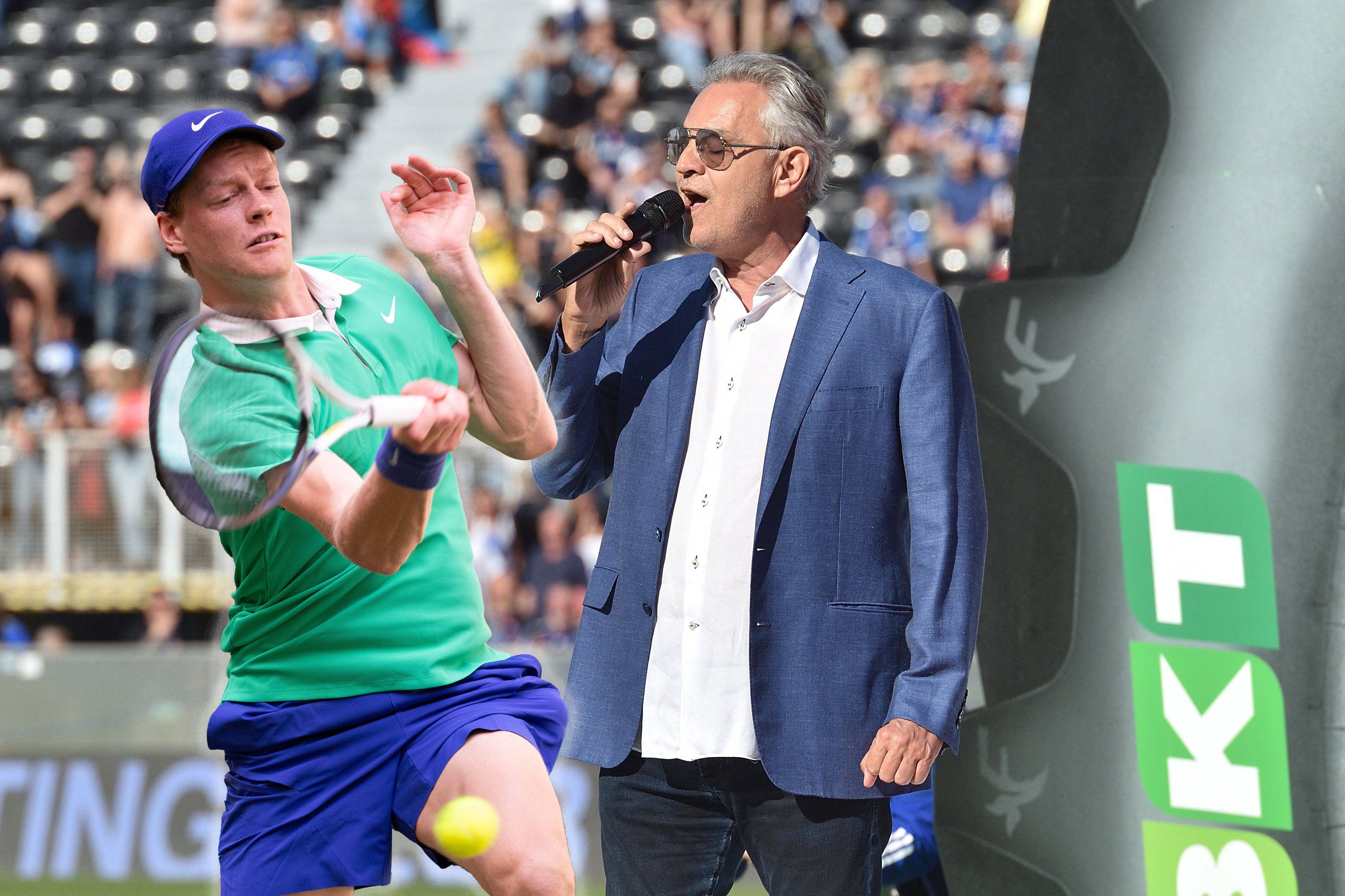 Ungewöhnliche Doppel-Paarung: Andrea Bocelli (r.) und Jannik Sinner