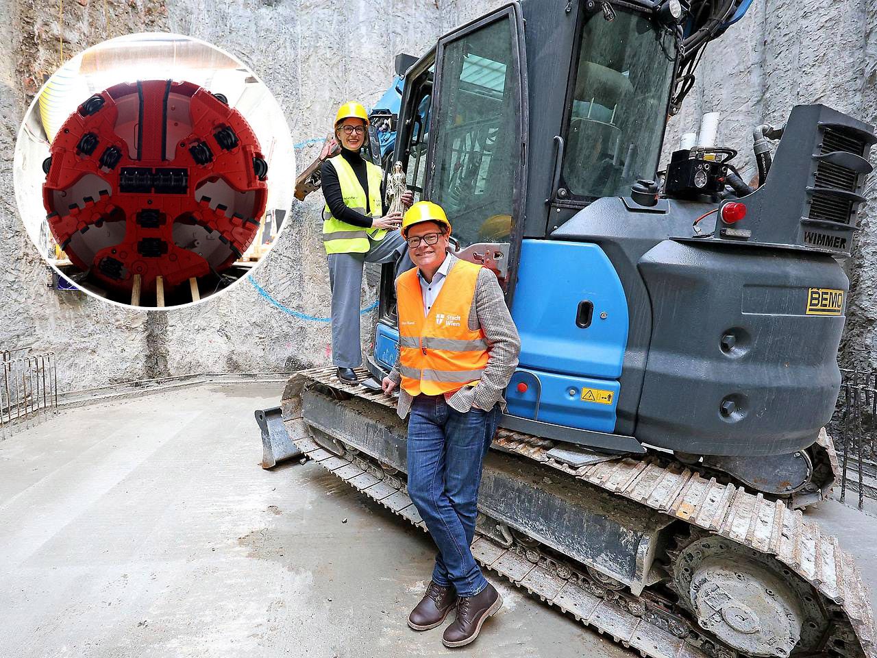 Tunnelpatin Penzinger Bezirkschefin Michaela Schüchner mit Klima-Stadtrat Jürgen Czernohorszky (beide SPÖ).