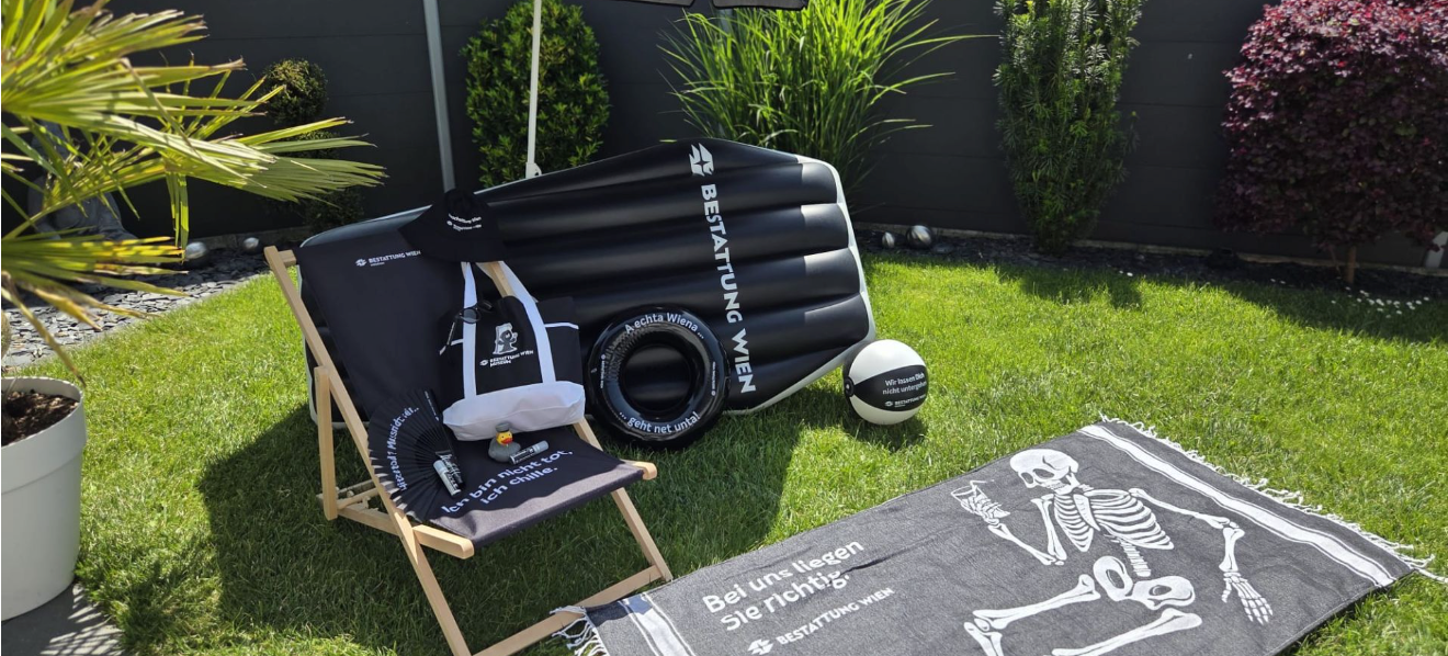 Achtung, schwarzer Humor: Die Sommerkollektion der Bestattung Wien ist da.