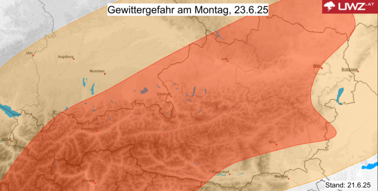 Gewitterpotential am Montag.