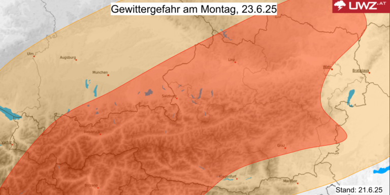 Gewitterpotential am Montag.