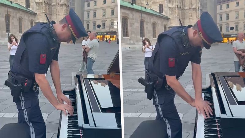 Piano-Polizist sorgt in Wiener City für Gänsehaut