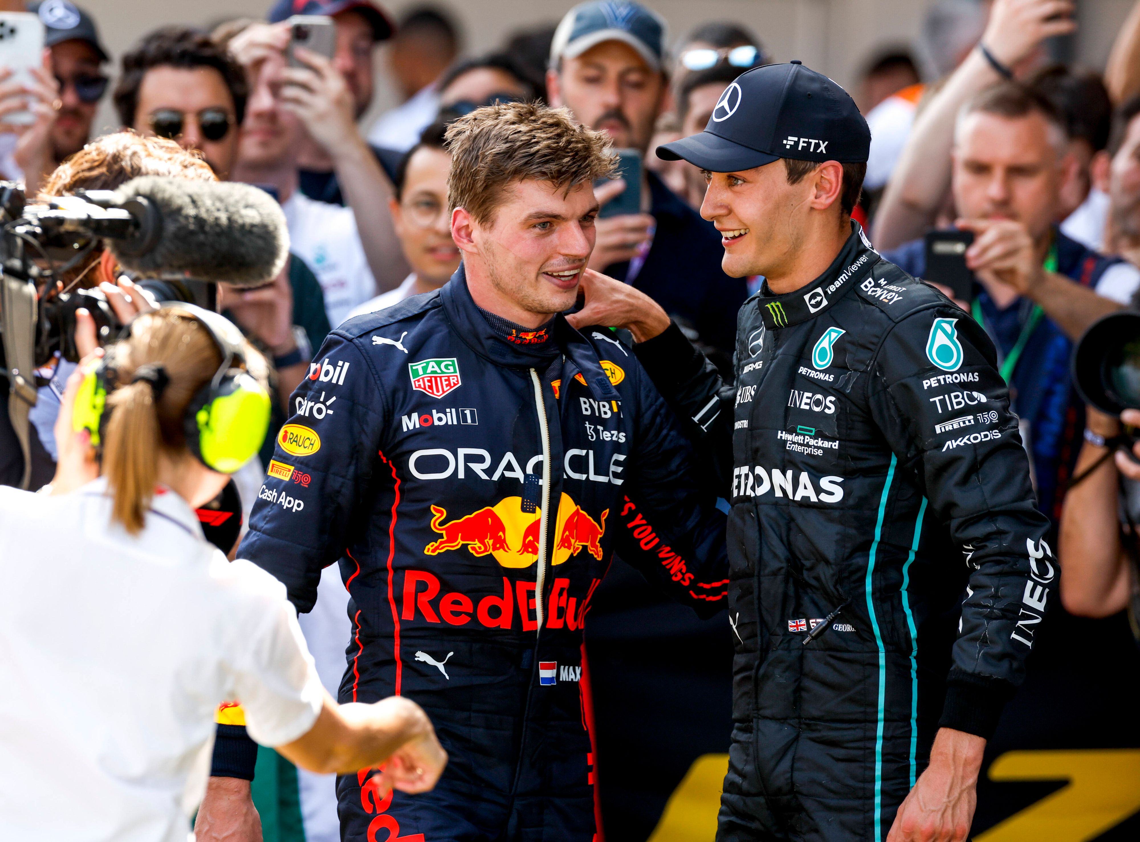 Max Verstappen und George Russell.