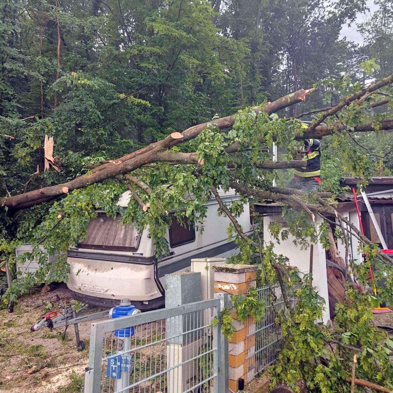 Heftiges Unwetter in St. Veit an der Triesting.