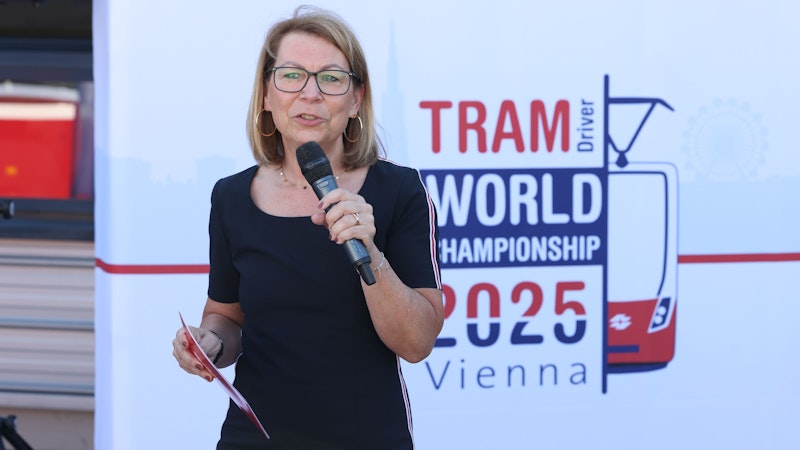 Wiener-Linien Geschäftsführerin, Alexandra Reinagl stellt die acht Disziplinen der allerersten Tram-WM vor.