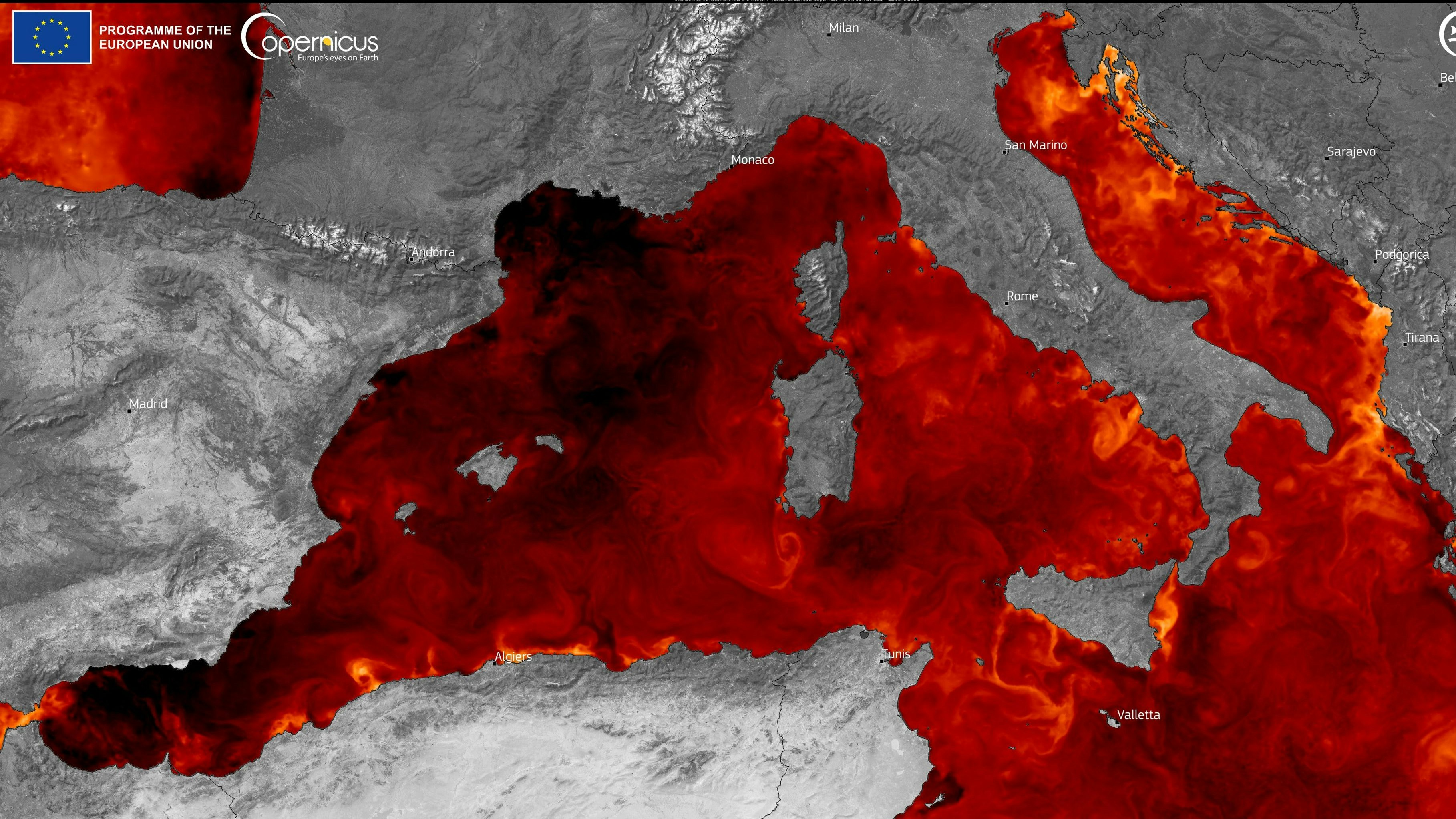 Die Anomalie der Oberflächentemperatur des Mittelmeers erreicht dramatische Ausmaße.