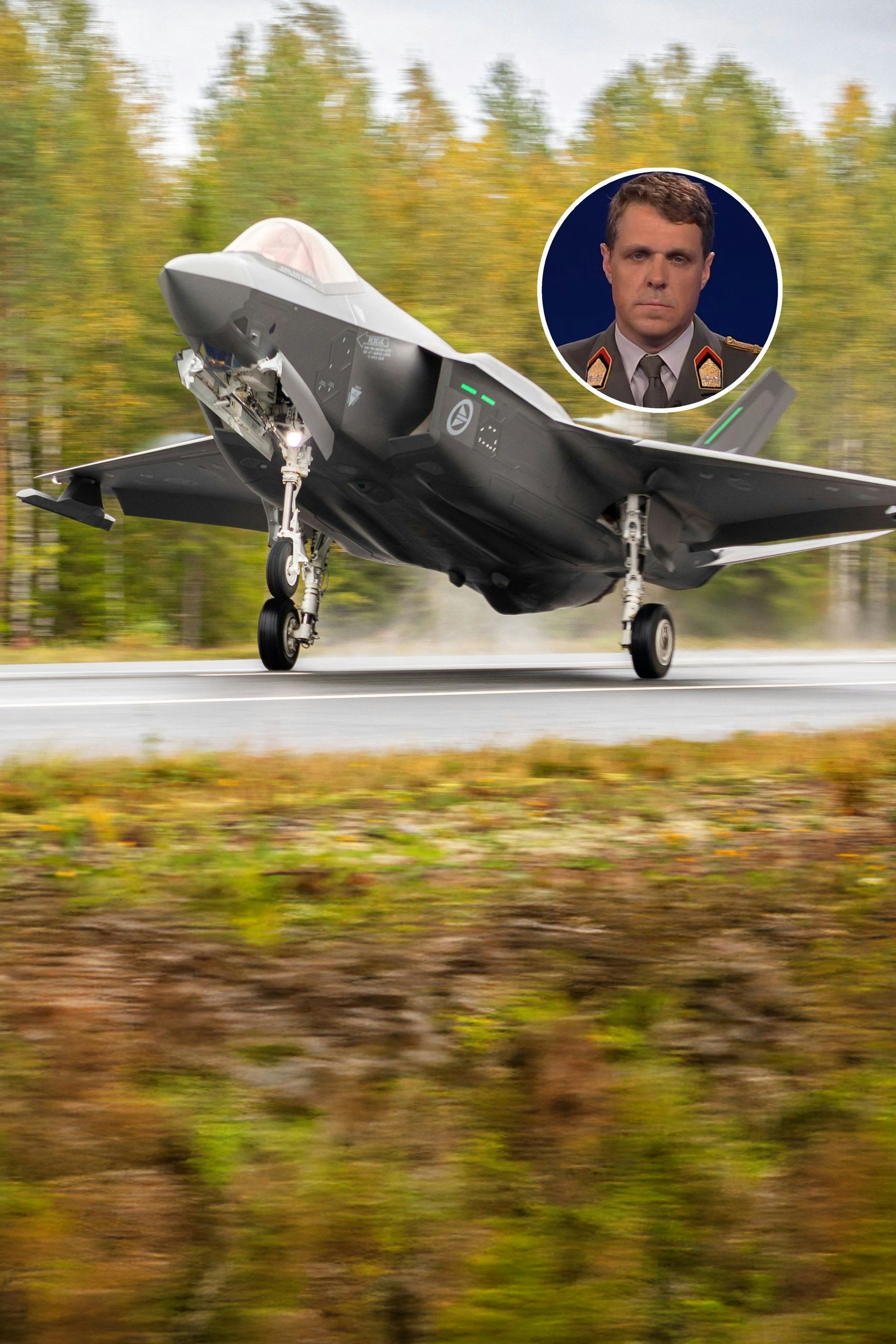 Ein F35-Kampfjet landet auf einer Straße im finnischen Tervo: "Die NATO muss ihre Flugzeuge in den USA kaufen, Europa hat nichts Vergleichbares", sagt Bundesheer-Experte Christoph Göd