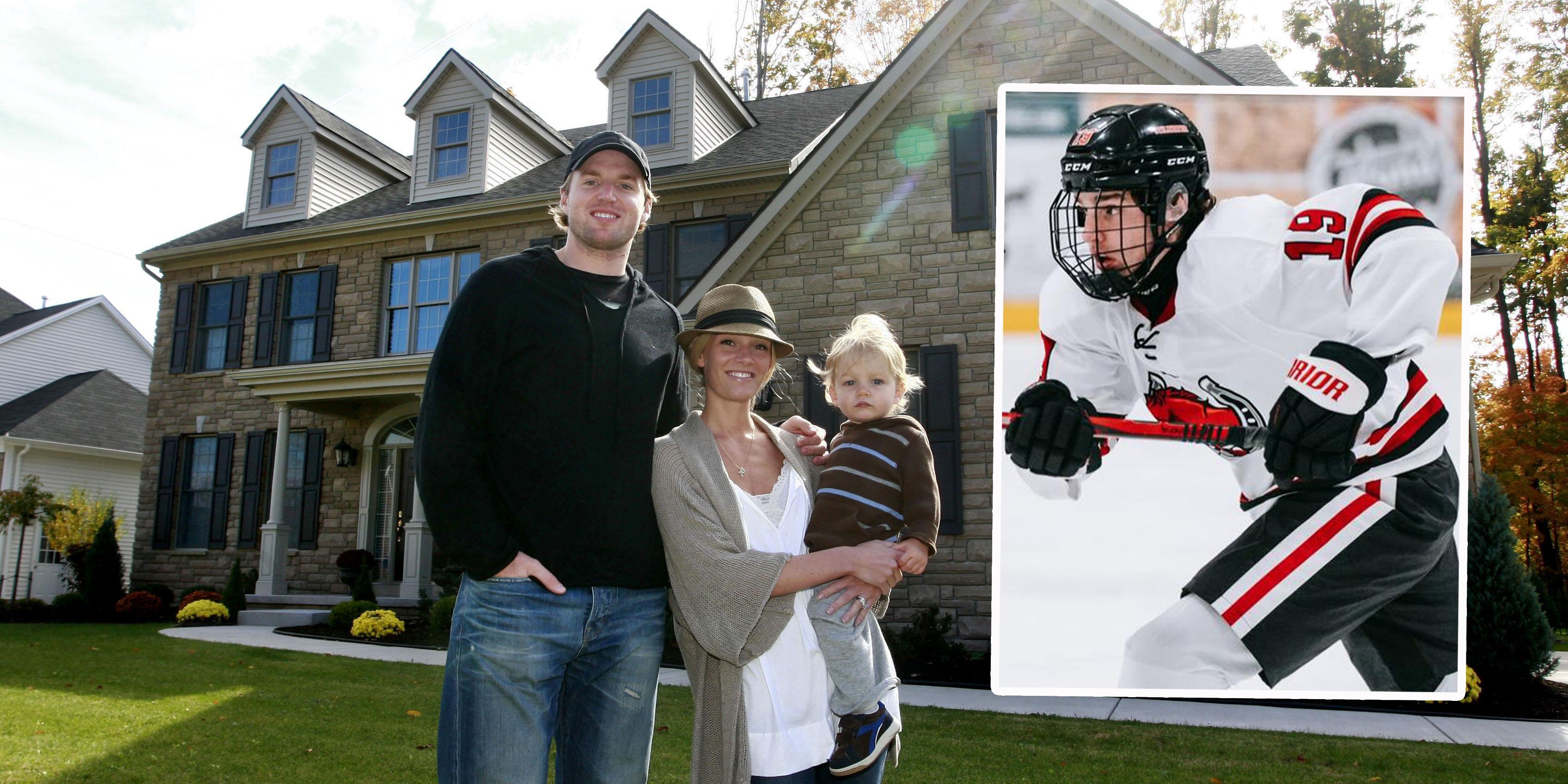 Blake Vanek 2008 mit nur einem Jahr in den Armen von Mama Ashley und an der Seite von Papa Thomas, jetzt auf dem Weg zum Eishockey-Profi.