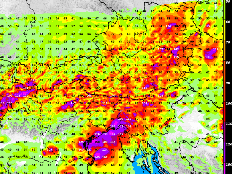 An der Oberen Adria sagt ein italienisches Wettermodell Orkan-Böen voraus.