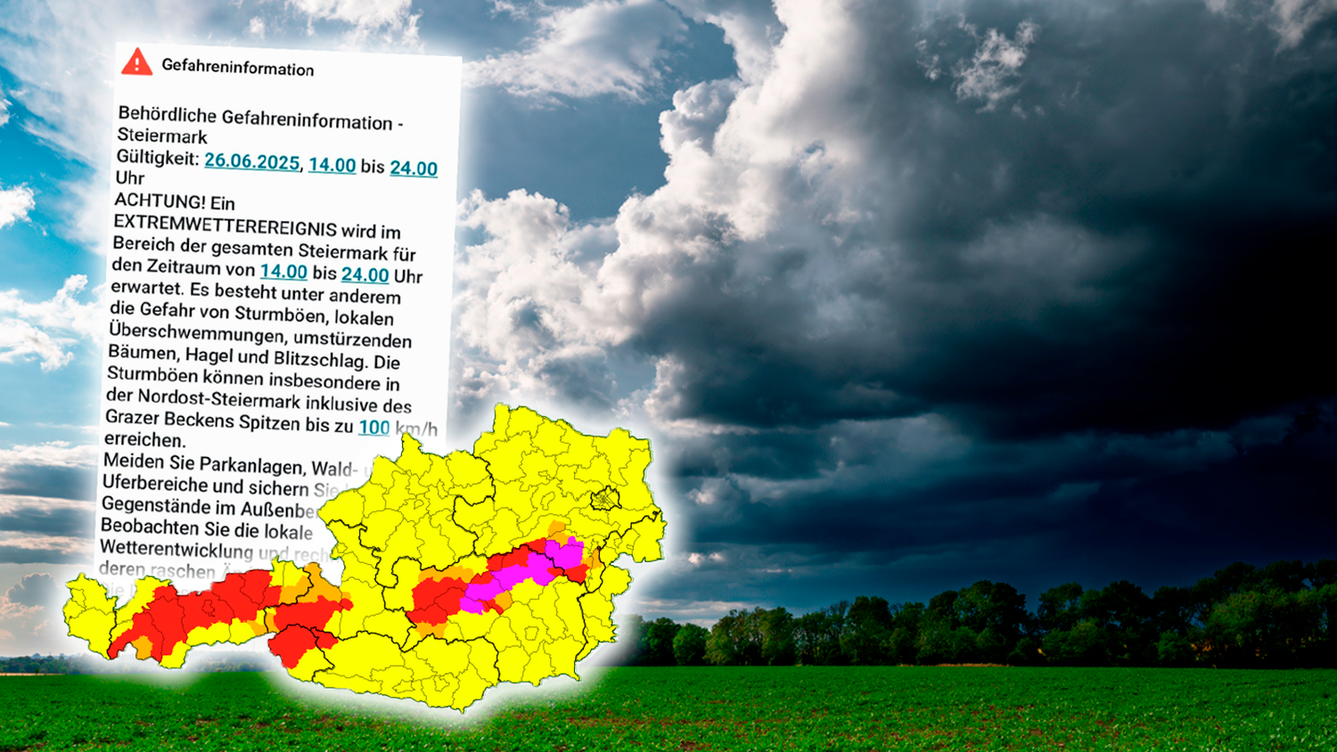In der Steiermark bekamen von wenigen alle Menschen eine Warnung auf ihr Handy geschickt – allerdings wurde sie offenbar nicht auf allen Geräten auch angezeigt.