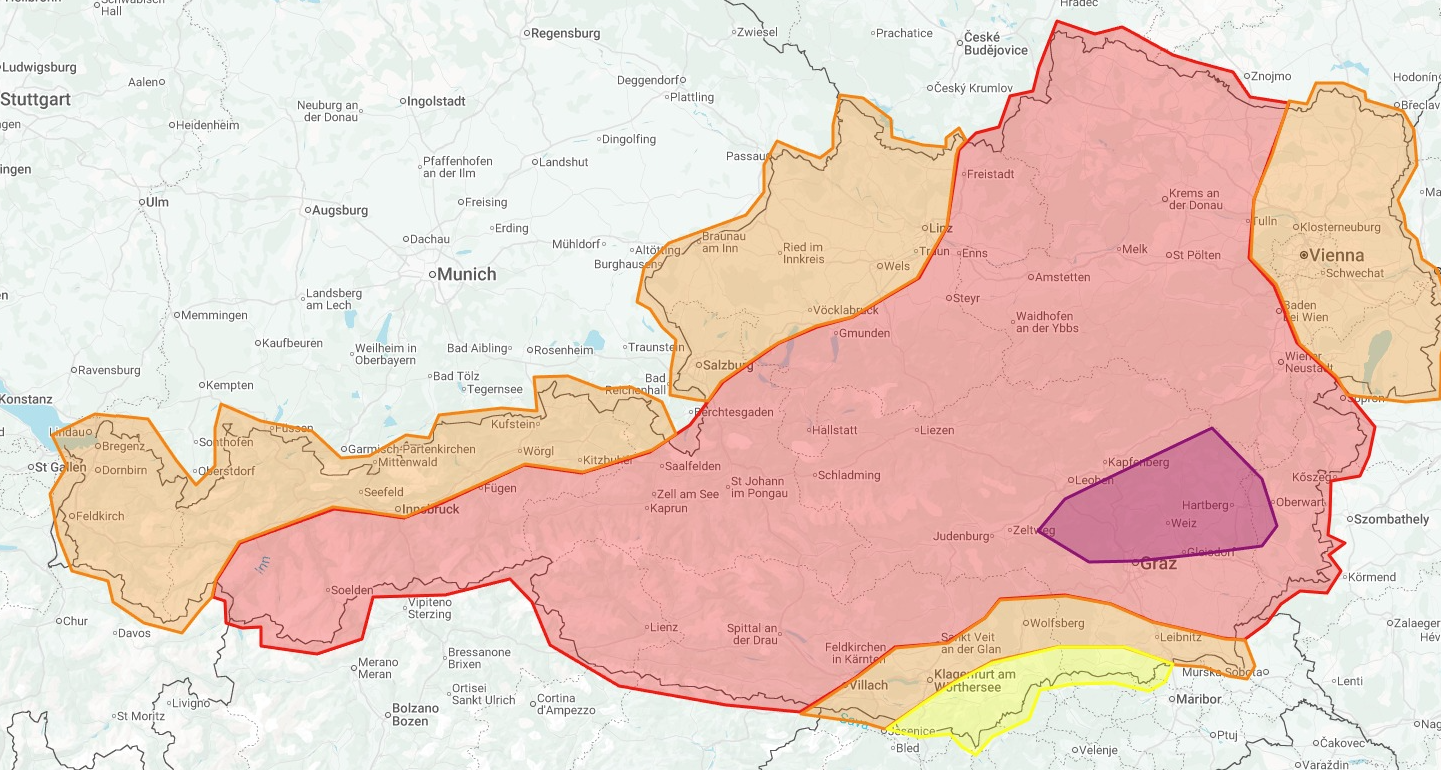 Schwere Unwetter ziehen am Donnerstag über Österreich.