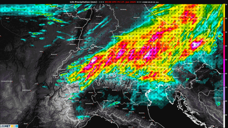 Ein kräftiges Gewitter zieht über Österreich.