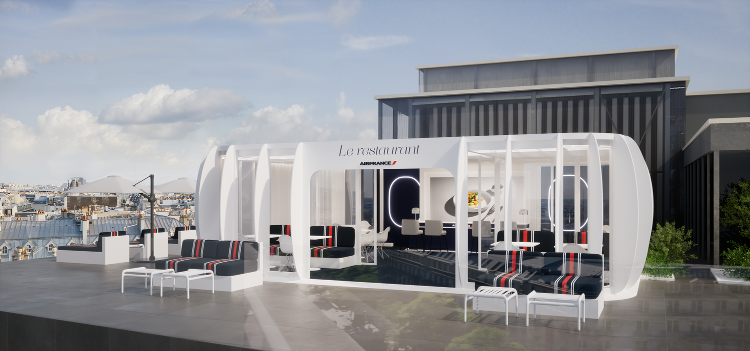 Auf der Galerie Lafayettes kann man über ganz Paris blicken und jetzt auch wie in der Business-Class von Air France schlemmen. Allerdings nur bis 20. August. 