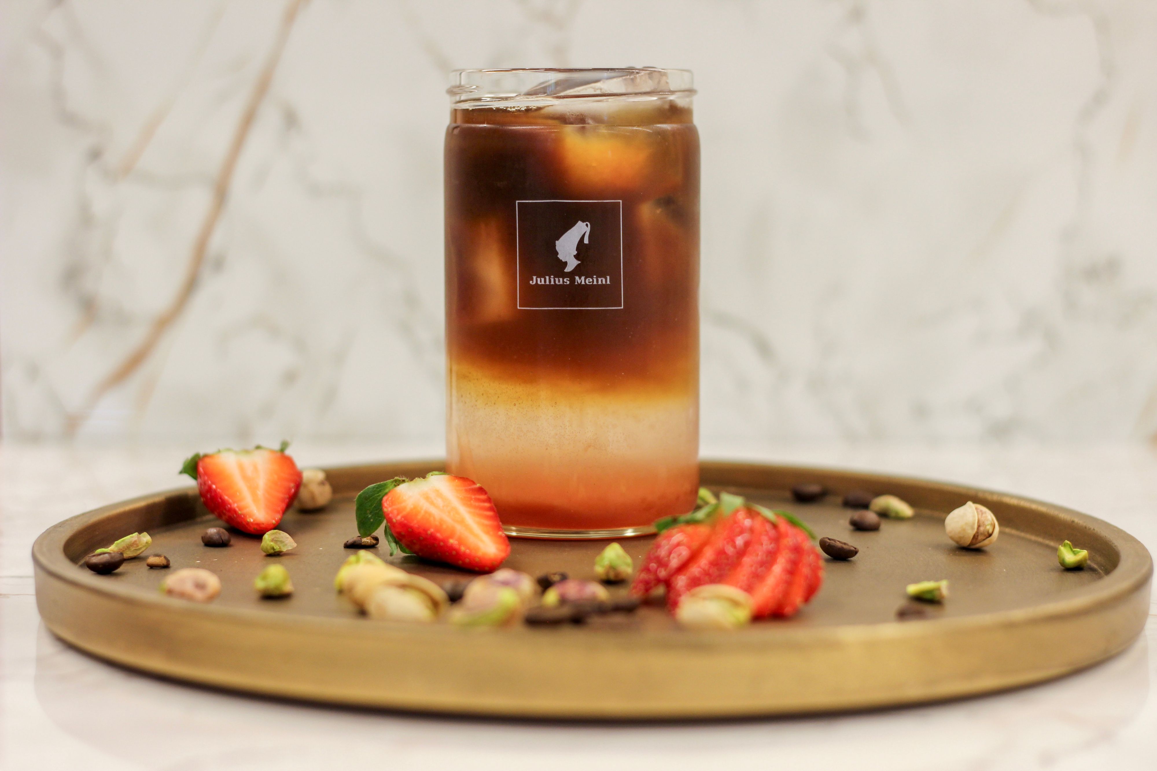 Strawberry-Pistachio Espresso Tonic