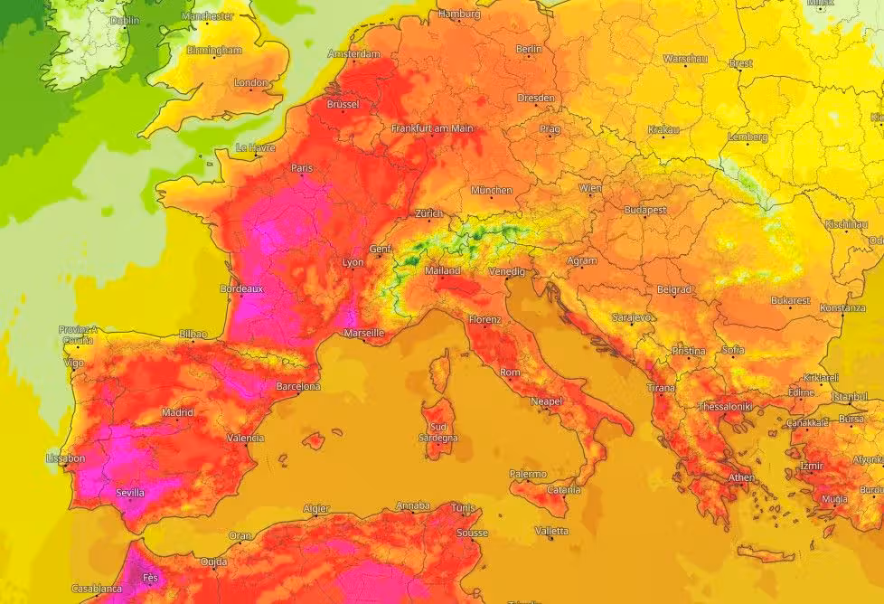 Europa glüht: Am Dienstag werden Temperaturen über 40 Grad in mehreren Ländern erwartet.