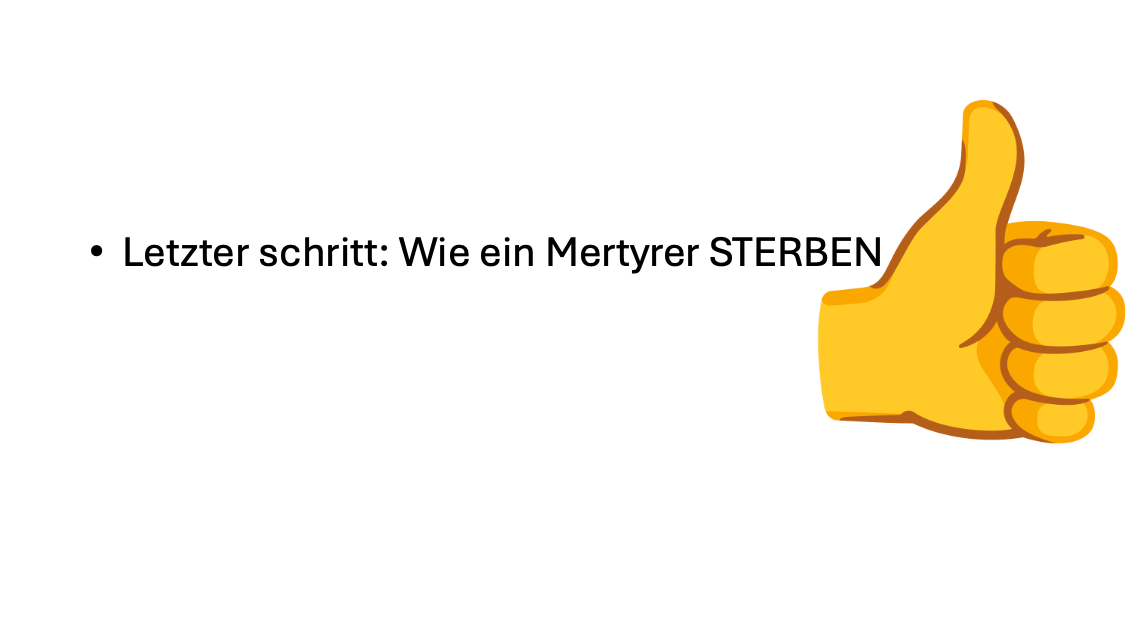 Nachgestellte Folie <em>(inklusive Rechtschreibfehler)</em> einer irritierenden Powerpoint-Präsentation, die Ermittler am PC vom Verdächtigen fanden.