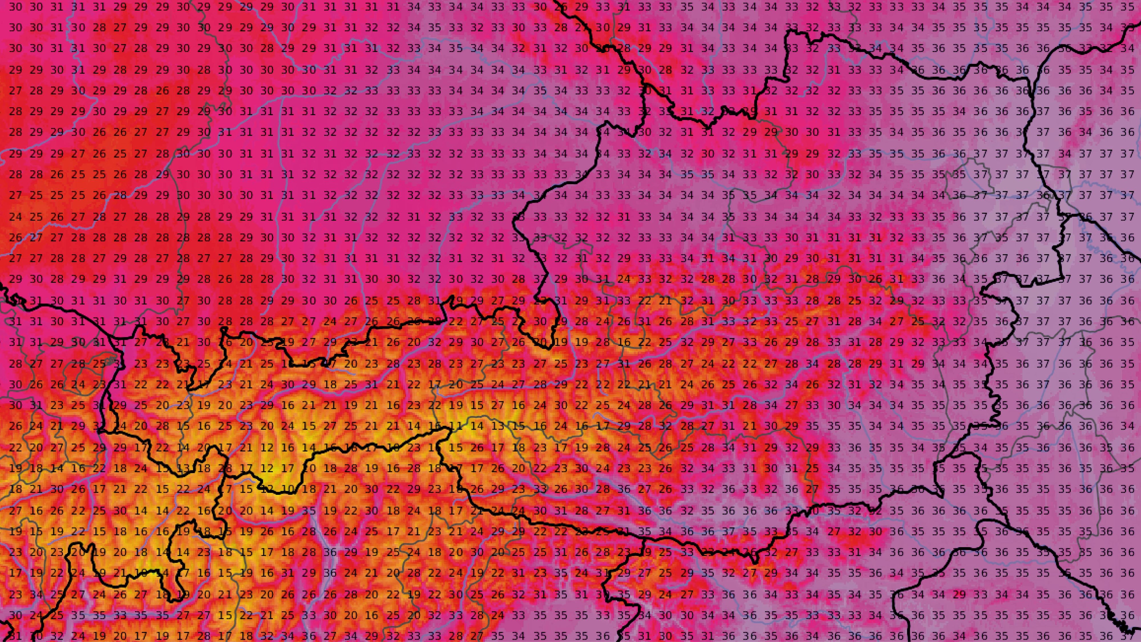 Hitzekarte von Österreich