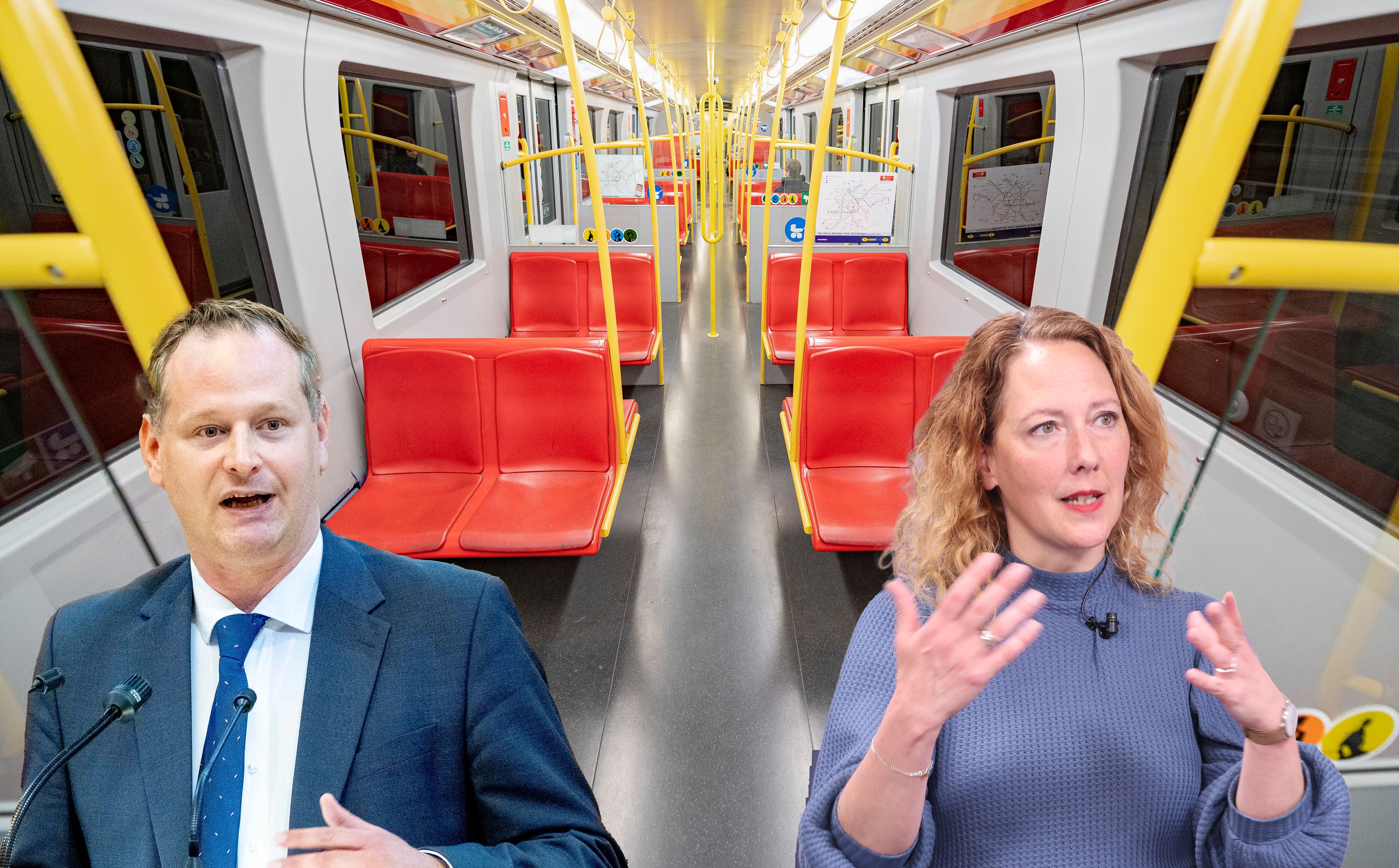 Grünen-Chefin Judith Pühringer (r.) und FPÖ-Mann Klemens Resch (l.) fordern Abkühlung: In den stickigen Garnituren der Wiener Linien droht der Sommer zur Sauna zu werden.