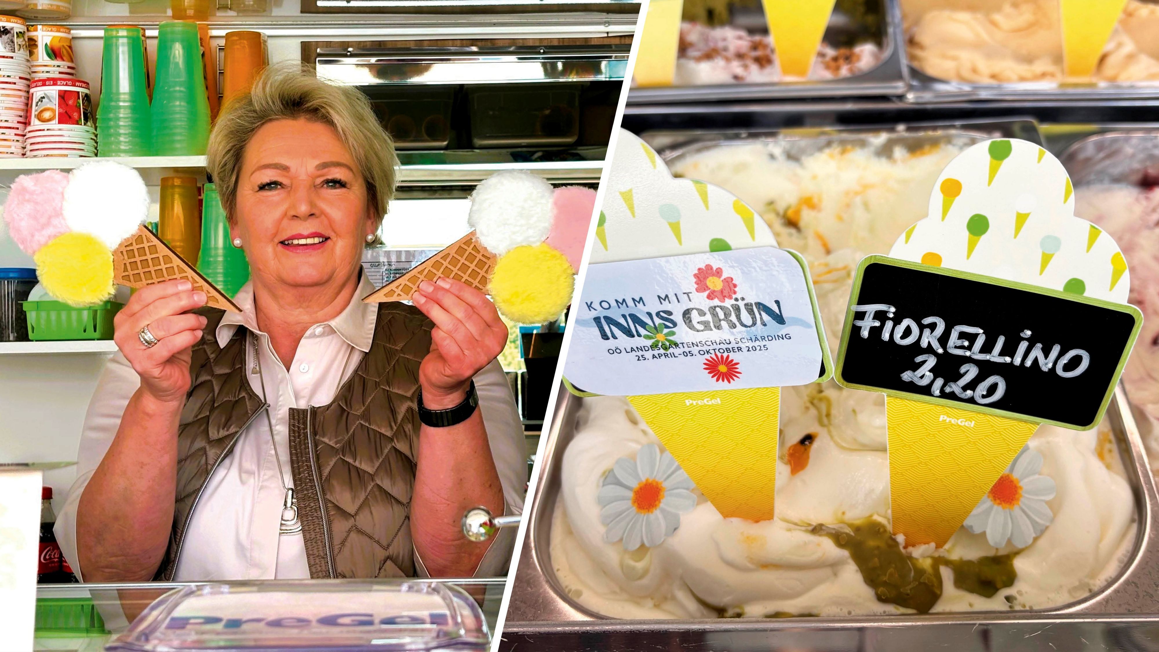 Ingrid Garibaldi verkauft am Stadtplatz Schärding ihre beliebten Eiskreationen.