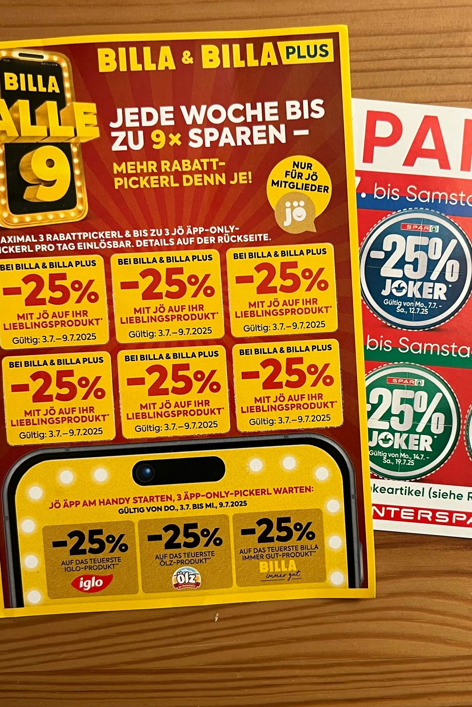 Billa hat Pickerln, Spar Markerln, beide bieten so Rabatte an