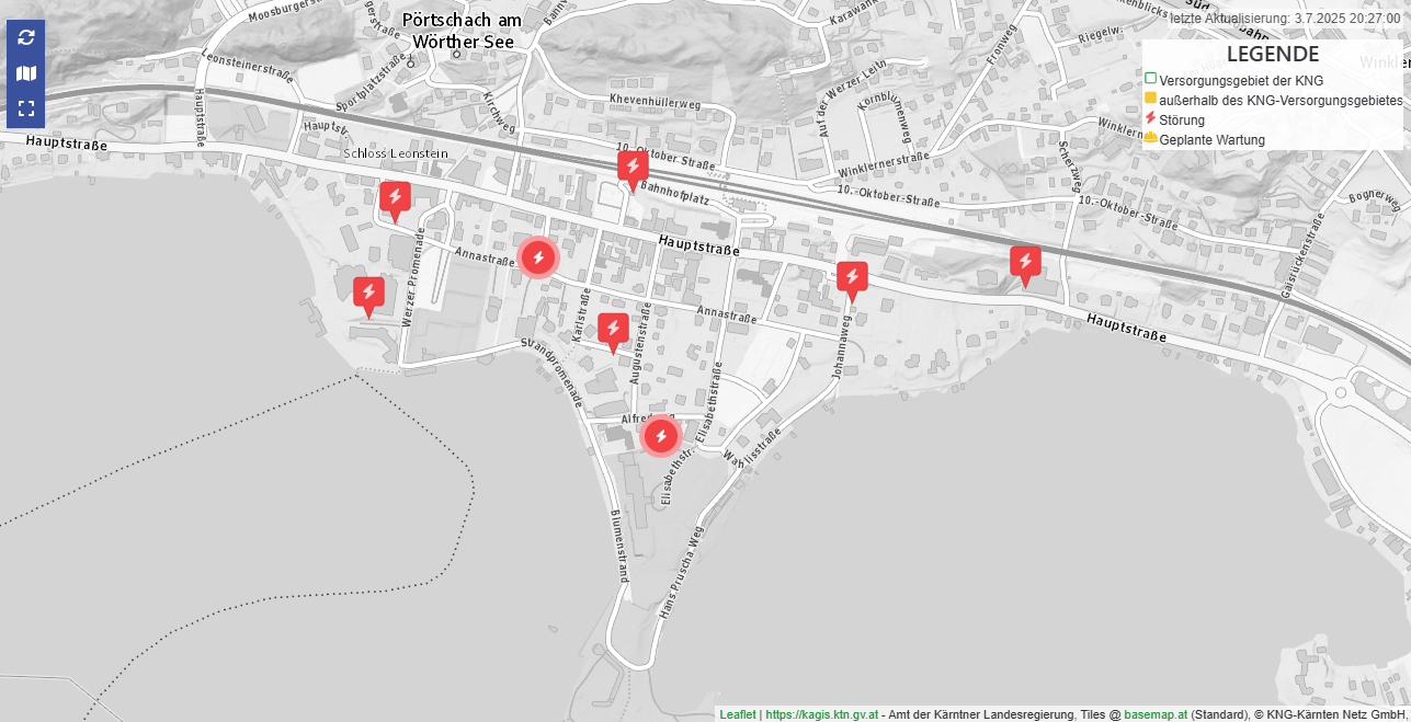 Pörtschach ist ohne Strom.