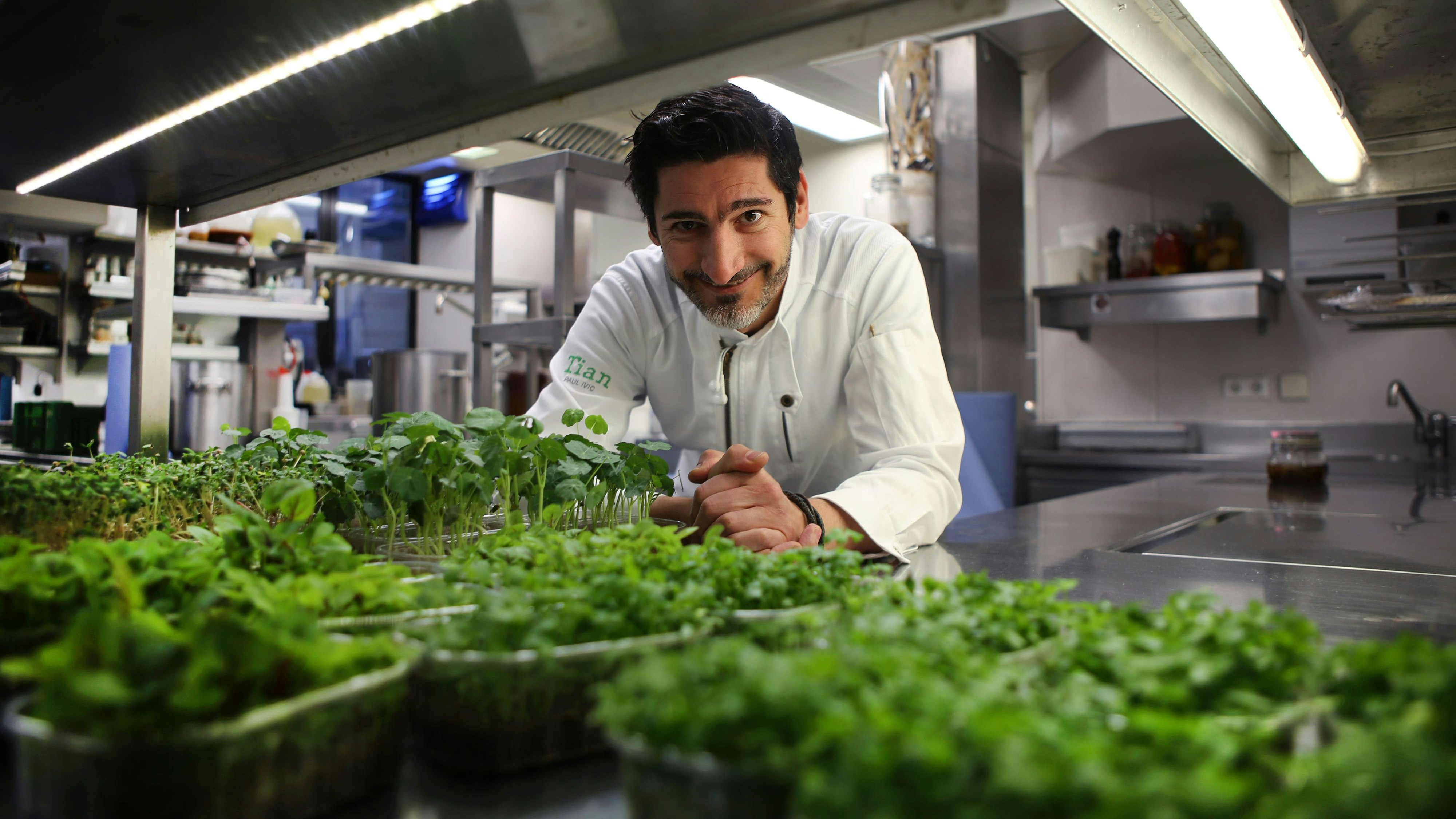 Paul Ivic in seinem vegetarischen Restaurant Tian in der Himmelpfortgasse in Wien 