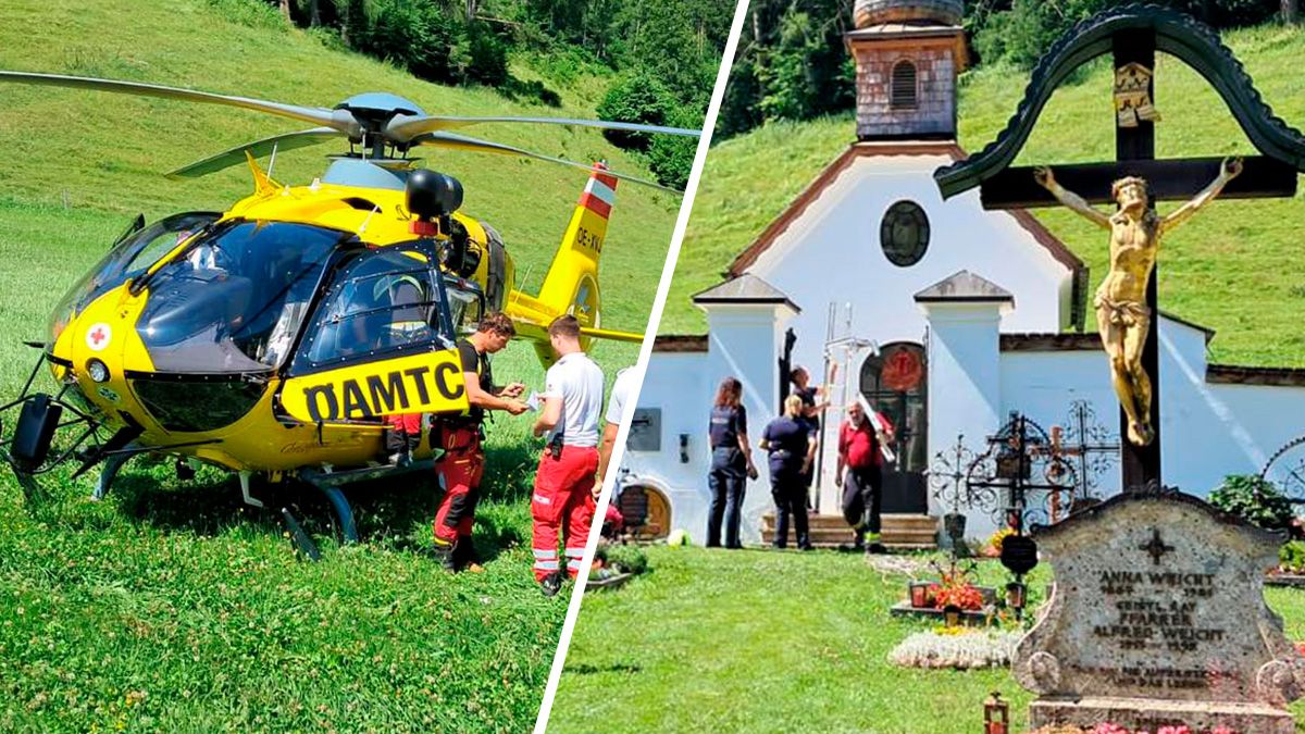 Rettungseinsatz am Friedhof in Donnersbach.